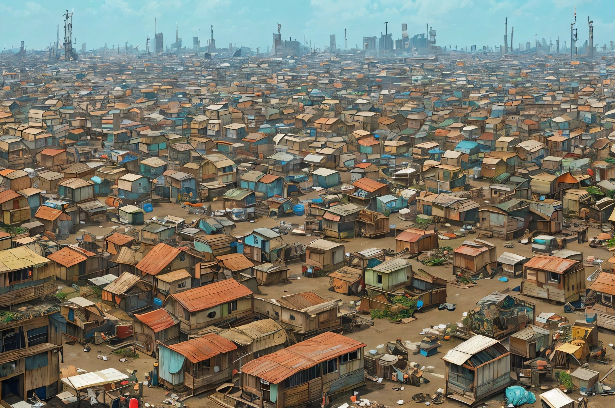 dystopian city of junks, junk, rust, garbage, trash, broken, pilgrims and visitors from space, studio ghibli