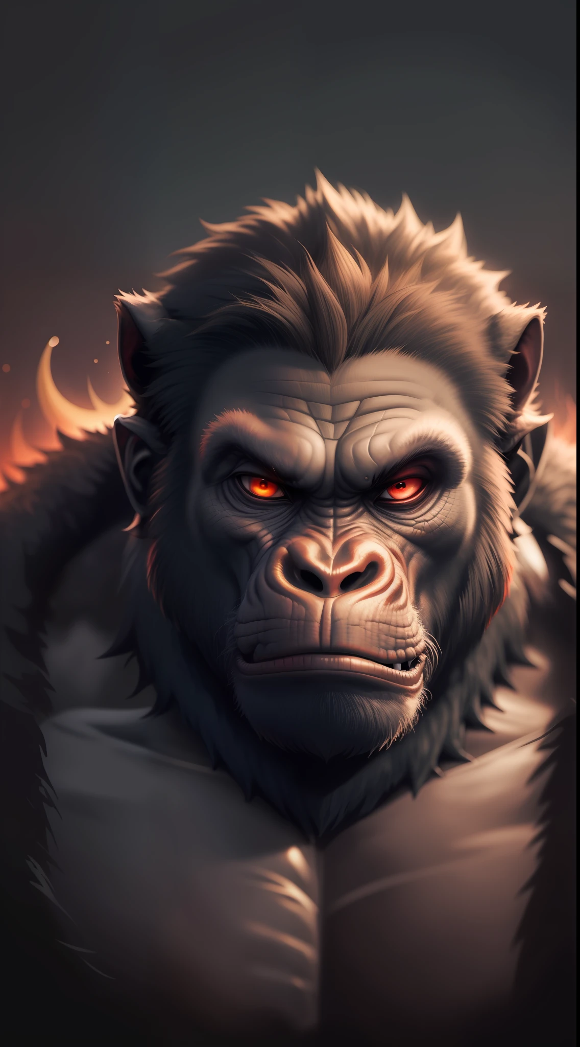 Devil gorilla,dark night,dark background,high resolution, high quality,red