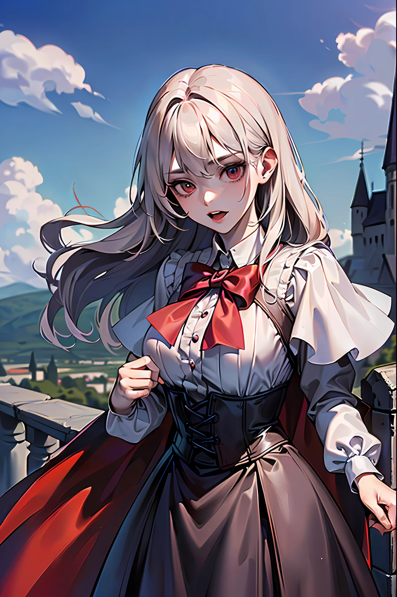 Screencap , Dracula's Castle, clouded skies, lua cheia, assustador, obra-prima, melhor qualidade, absurdres, obra-prima, melhor qualidade, --auto