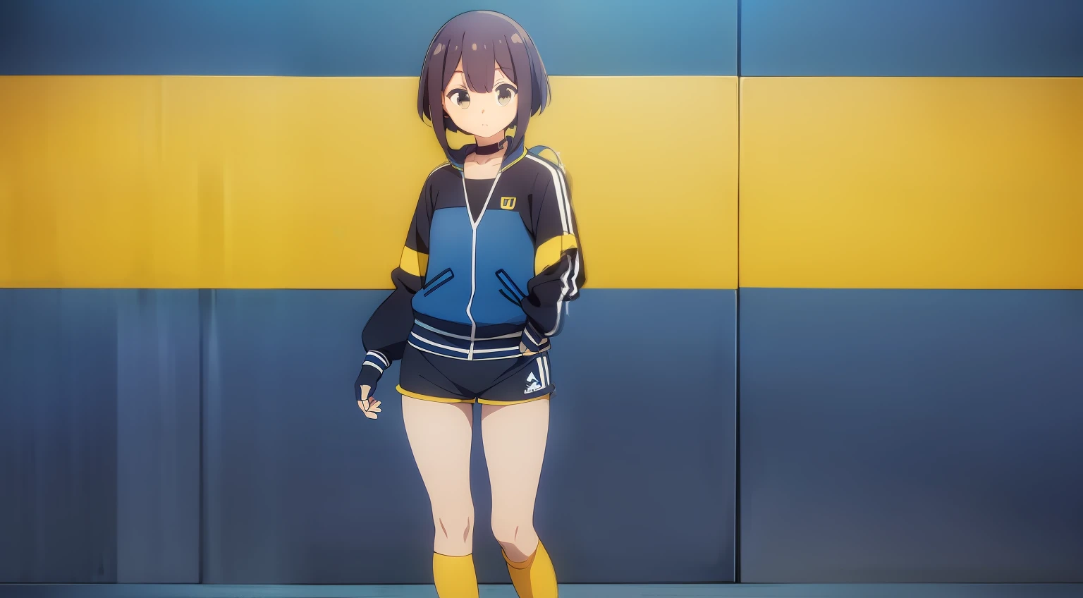 she is wearing the Light Blue and yellow boca juniors tracksuit adidas style