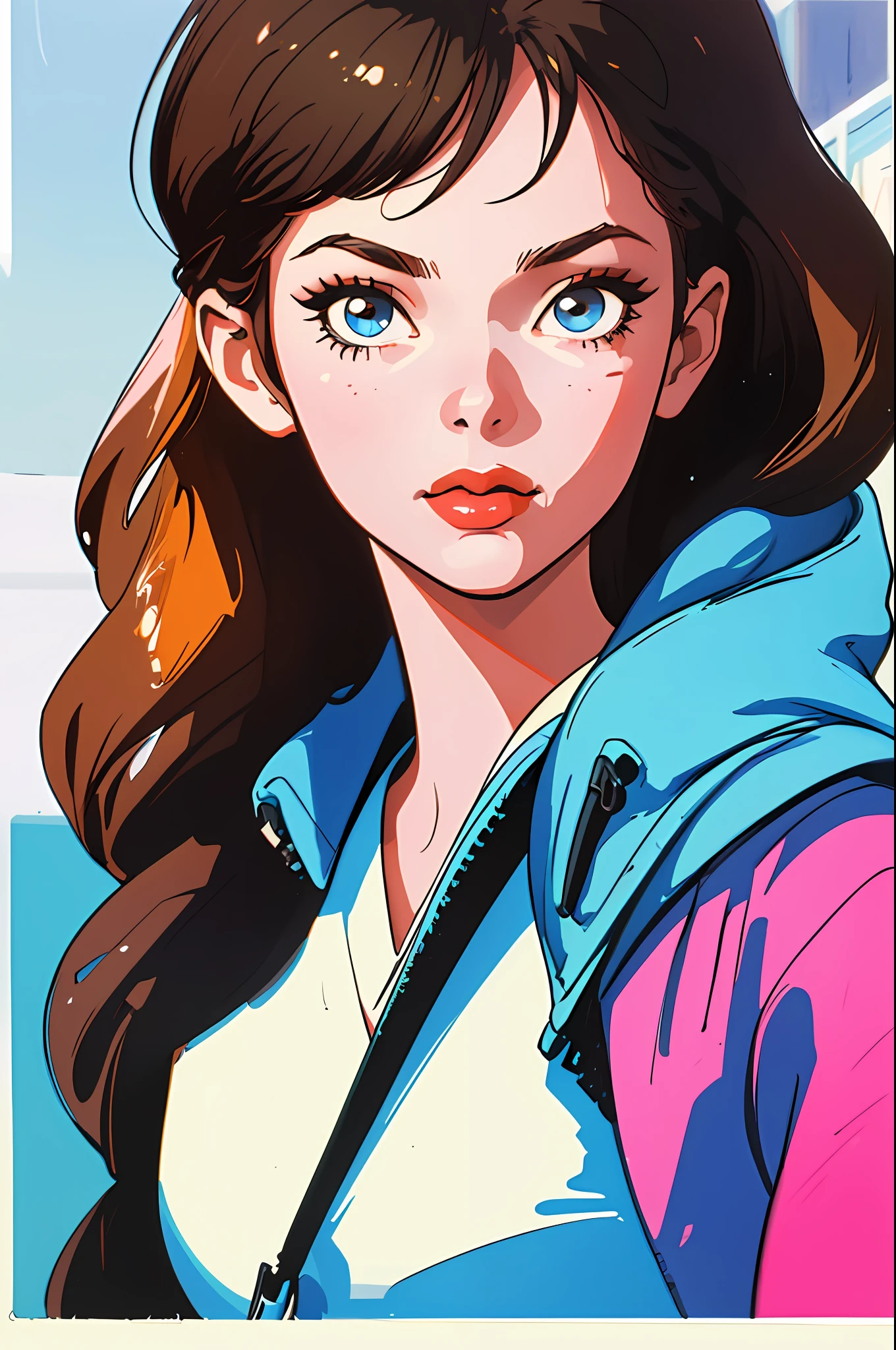 (best quality, masterpiece), 1girl, 1980s \(style\), looking at viewer, pinup \(style\), upper body,
