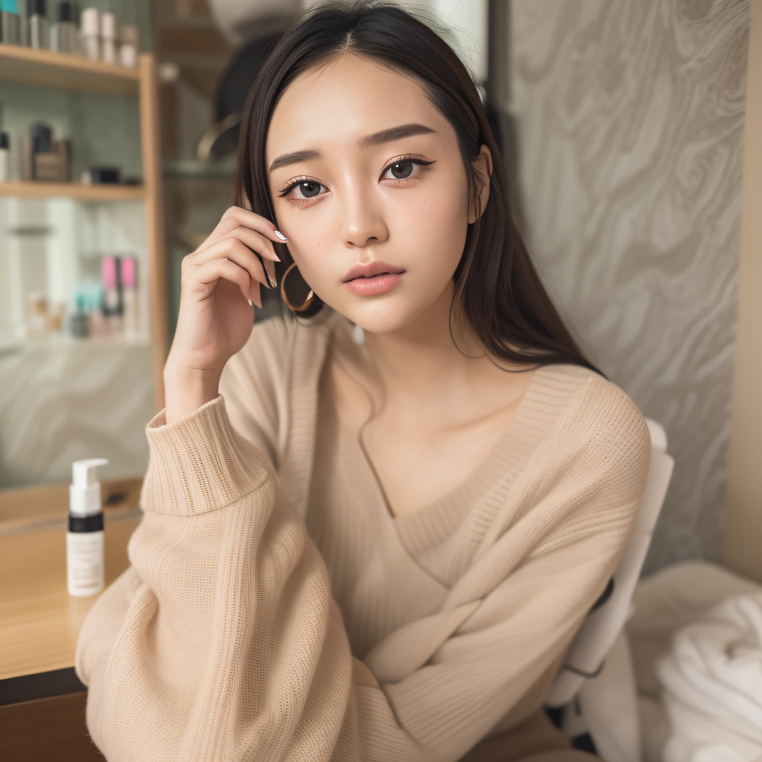 Simple backgrounds、snap shot、portlate、high-level image quality、outside of house、Nickname:Misa Date of birth: May 15, 1990 Height: 165cm weight: 55kg occupation: Beauty Influencer / Makeup Artist Hobbies: Makeup and Skincare Research、Fashion Coordination、Trip、Reading Hometown: Tokyo Address: Shibuya-ku, Tokyo: Strongly believes in the importance of natural and cruelty-free cosmetics。We believe that beauty shines from within.。 Indulgence: I like natural makeup.、I love cosmetics that are simple and gentle on the skin.。I am pursuing a makeup style that suits me。