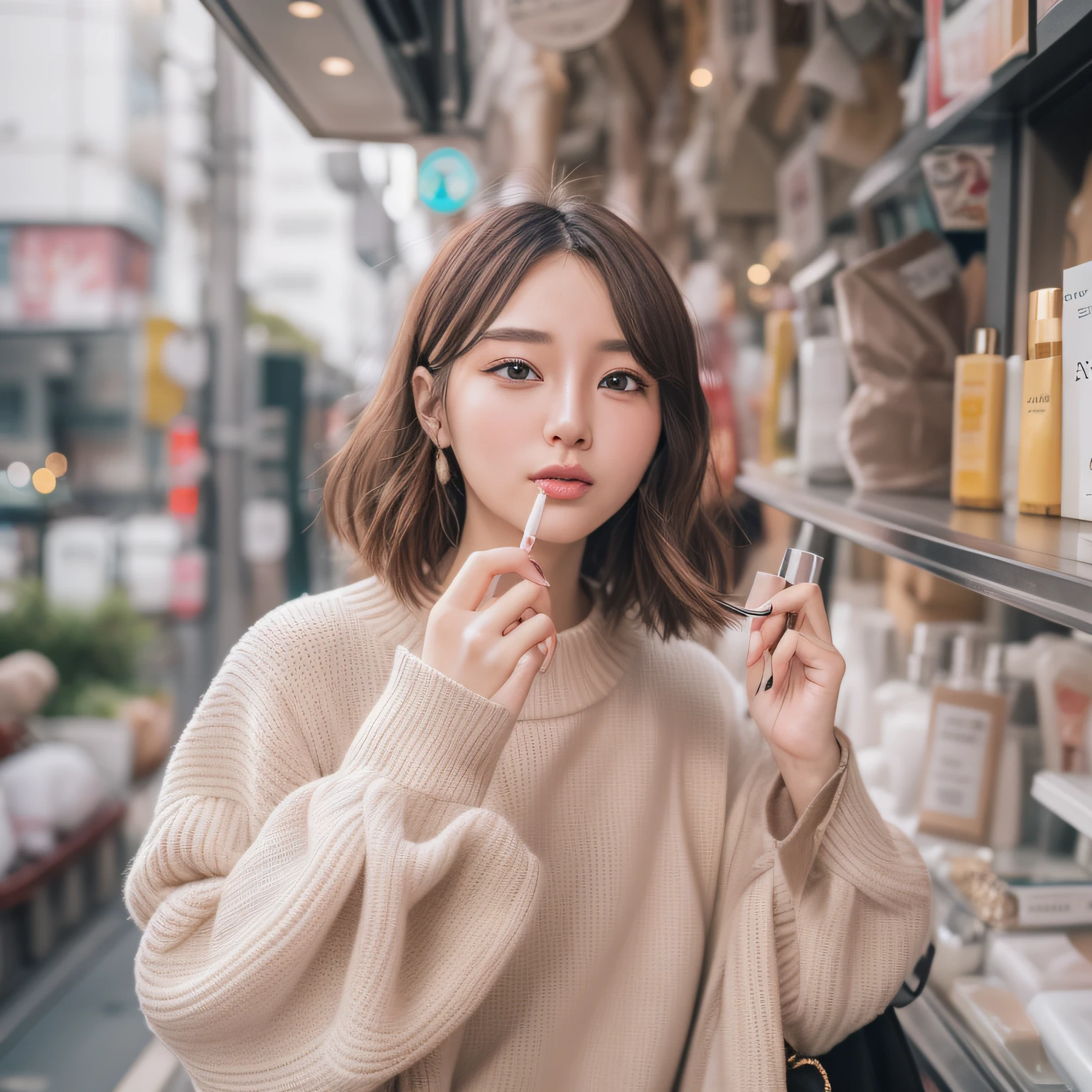 Simple backgrounds、snap shot、portlate、high-level image quality、outside of house、Nickname:Misa Date of birth: May 15, 1990 Height: 165cm weight: 55kg occupation: Beauty Influencer / Makeup Artist Hobbies: Makeup and Skincare Research、Fashion Coordination、Trip、Reading Hometown: Tokyo Address: Shibuya-ku, Tokyo: Strongly believes in the importance of natural and cruelty-free cosmetics。We believe that beauty shines from within.。 Indulgence: I like natural makeup.、I love cosmetics that are simple and gentle on the skin.。I am pursuing a makeup style that suits me。