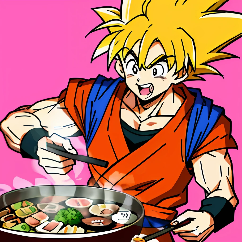 Goku eats hot pot