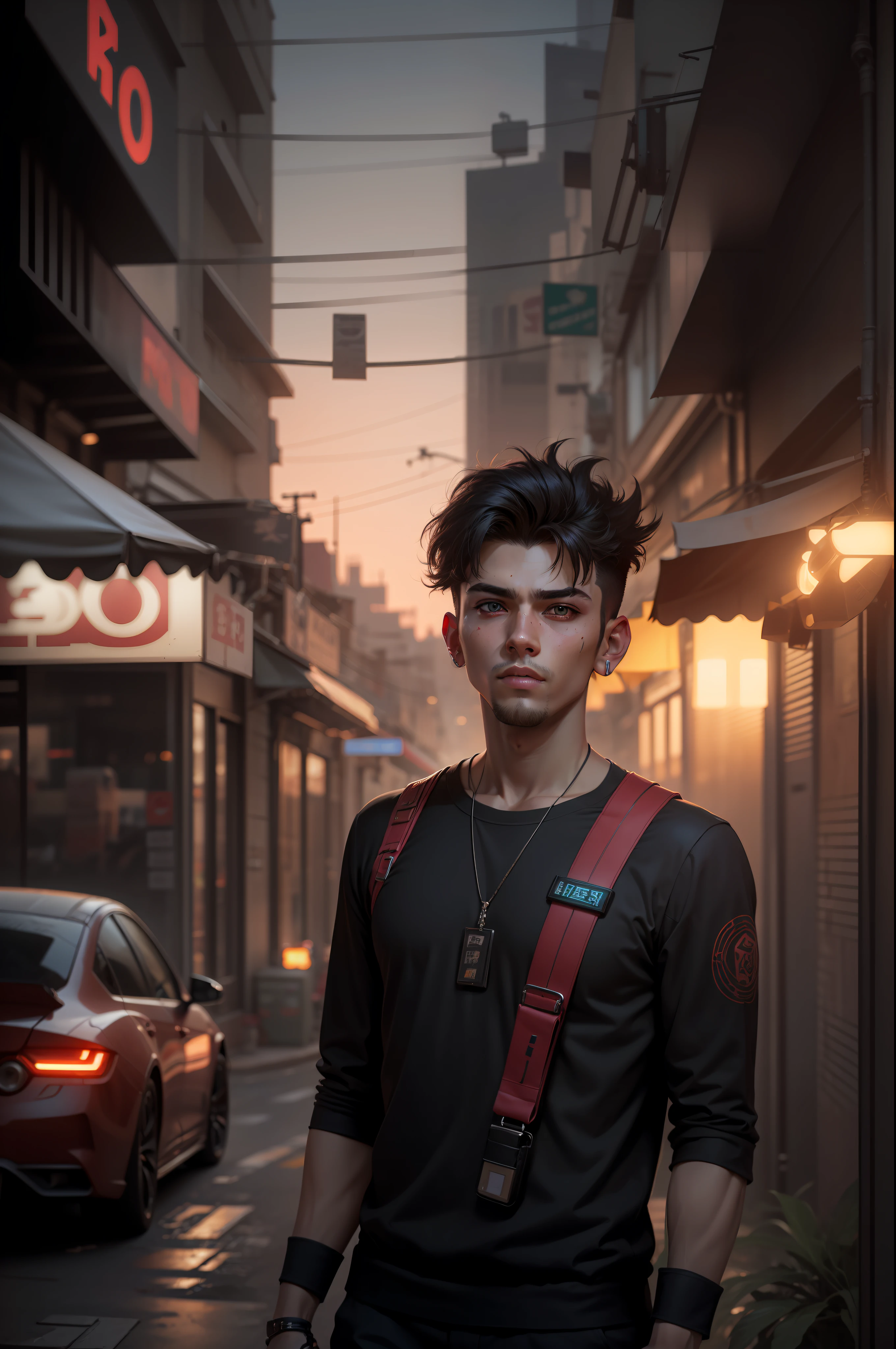 Change Baground cyberpunk handsome boy real face , 8k, ultra real