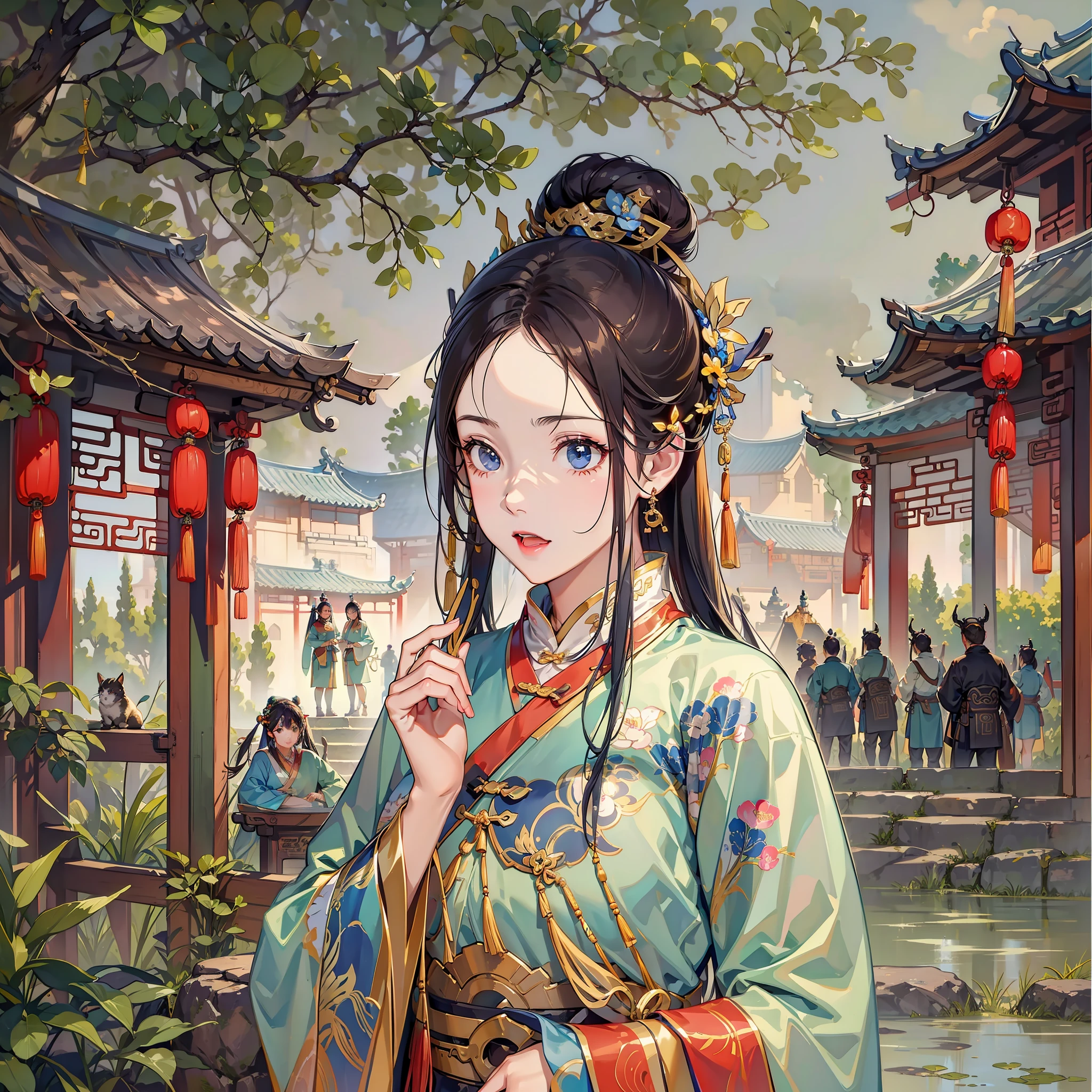 (A lovely girl)
(In an ancient courtyard)
(Chinese)