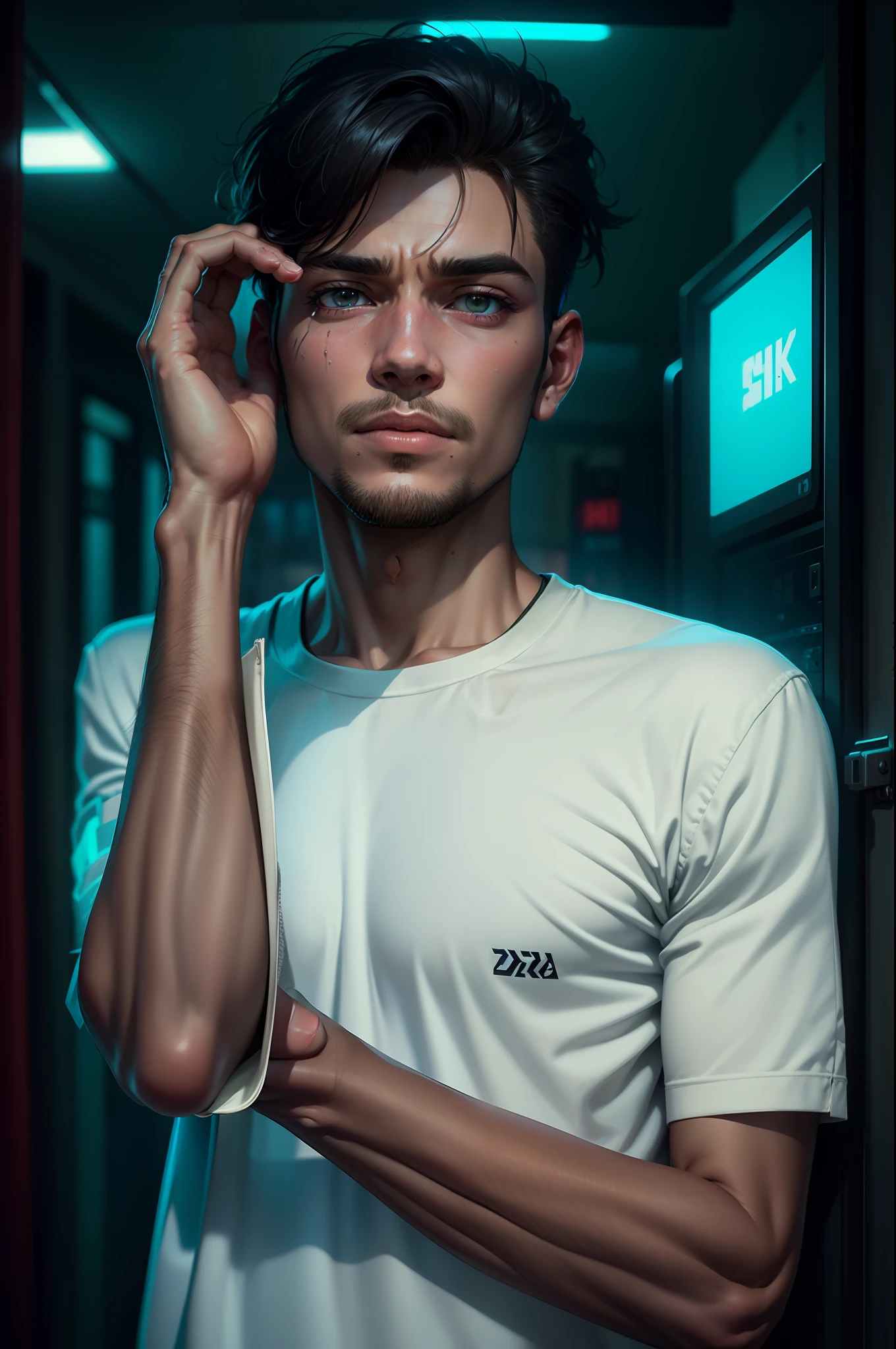 Change Baground cyberpunk handsome boy real face , 4k, ultra real