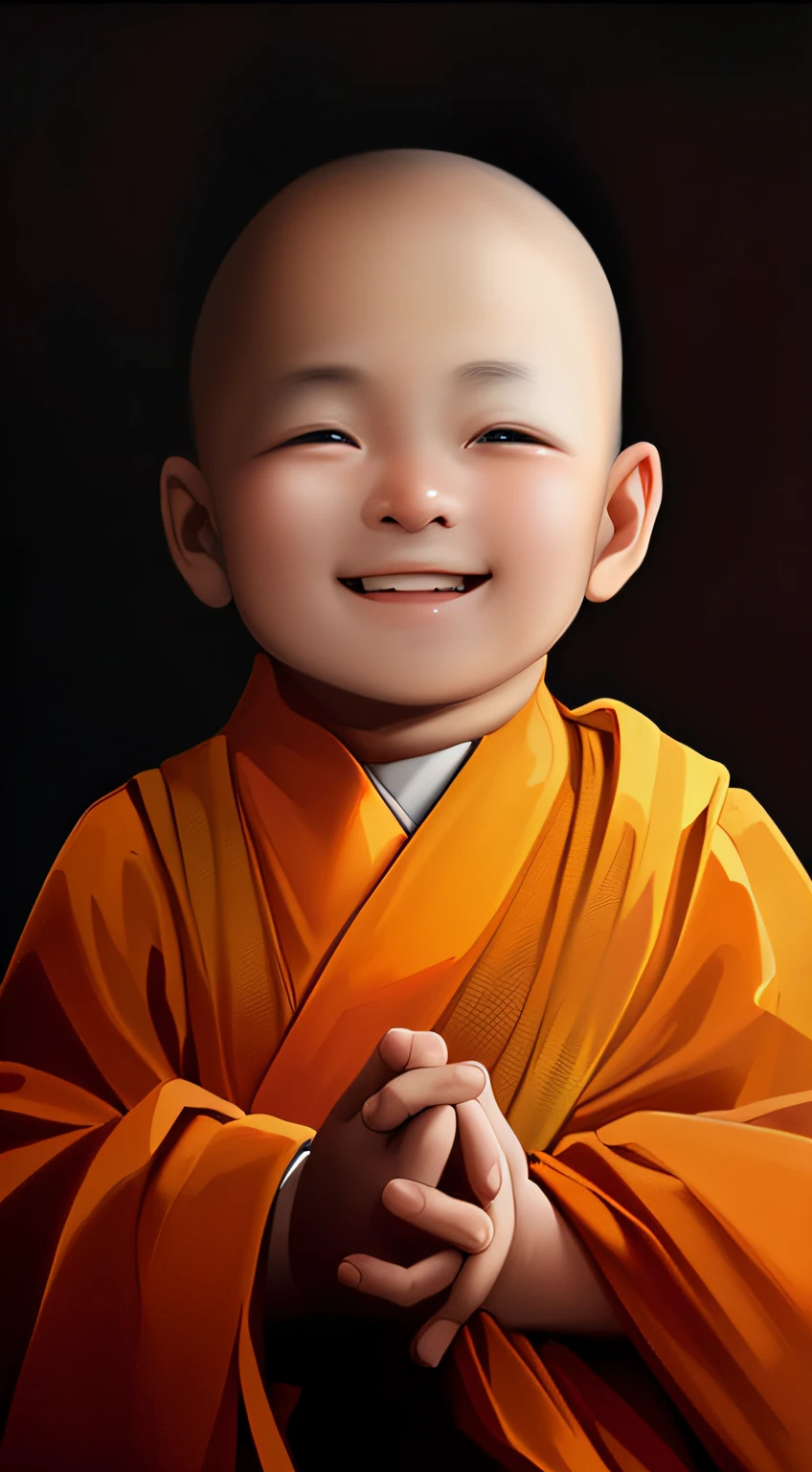 little monks,Cute and innocent,Young,Always keep smiling,had his hands folded,sandalwood,crossedlegs