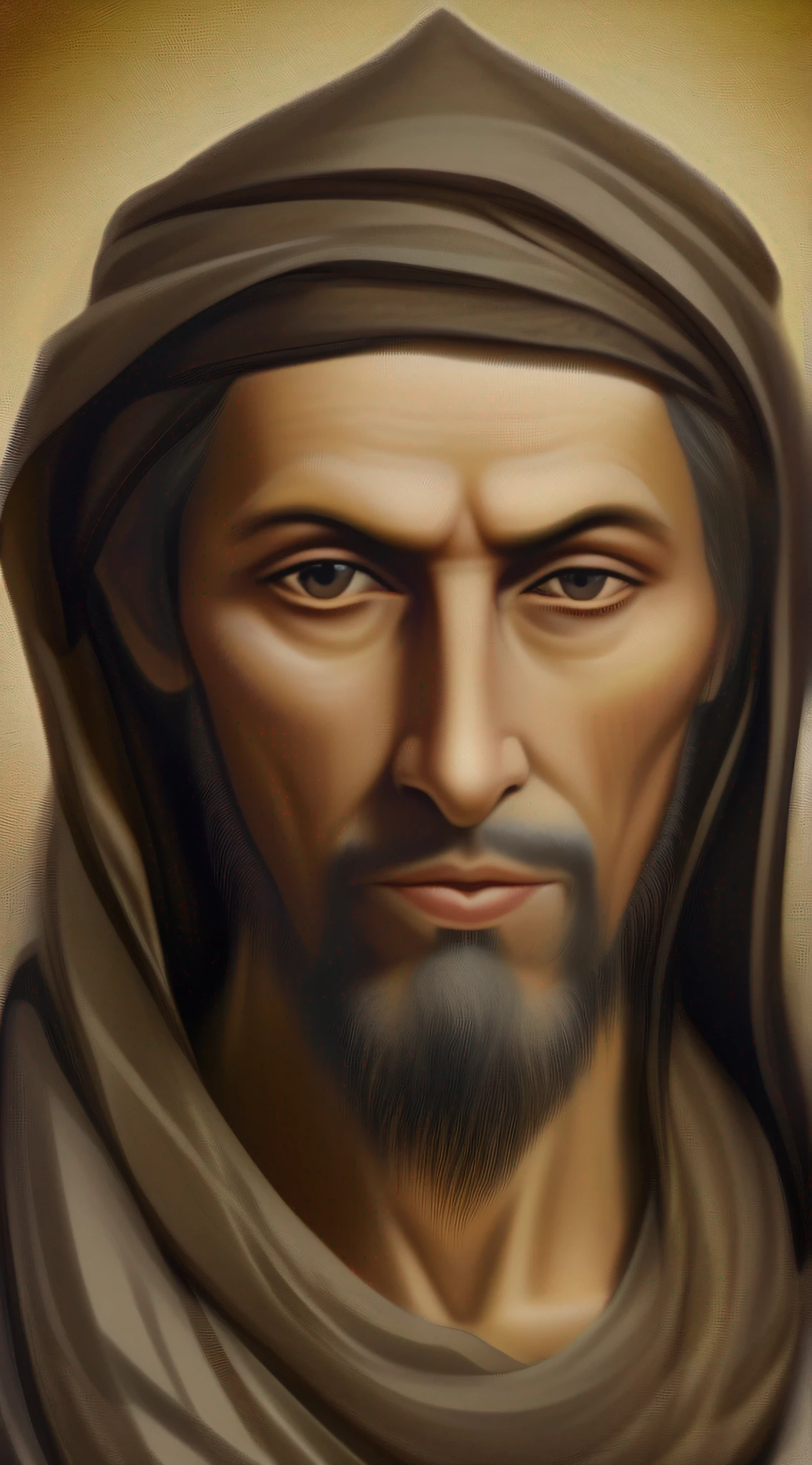 In the image of a prophet, you can imagine a wise and venerable figure, with deep eyes that seem to penetrate people's souls. Your appearance can be austere and simple, without ostentation or material luxury. Her face reflects a combination of wisdom, serenity and compassion. He may be modestly dressed, wearing simple clothes and perhaps a tunic or cloak. In your hands, you can hold a scroll or a symbolic object representing your connection to the divine. The image conveys an aura of spirituality, enlightenment and an intimate connection with the sacred.