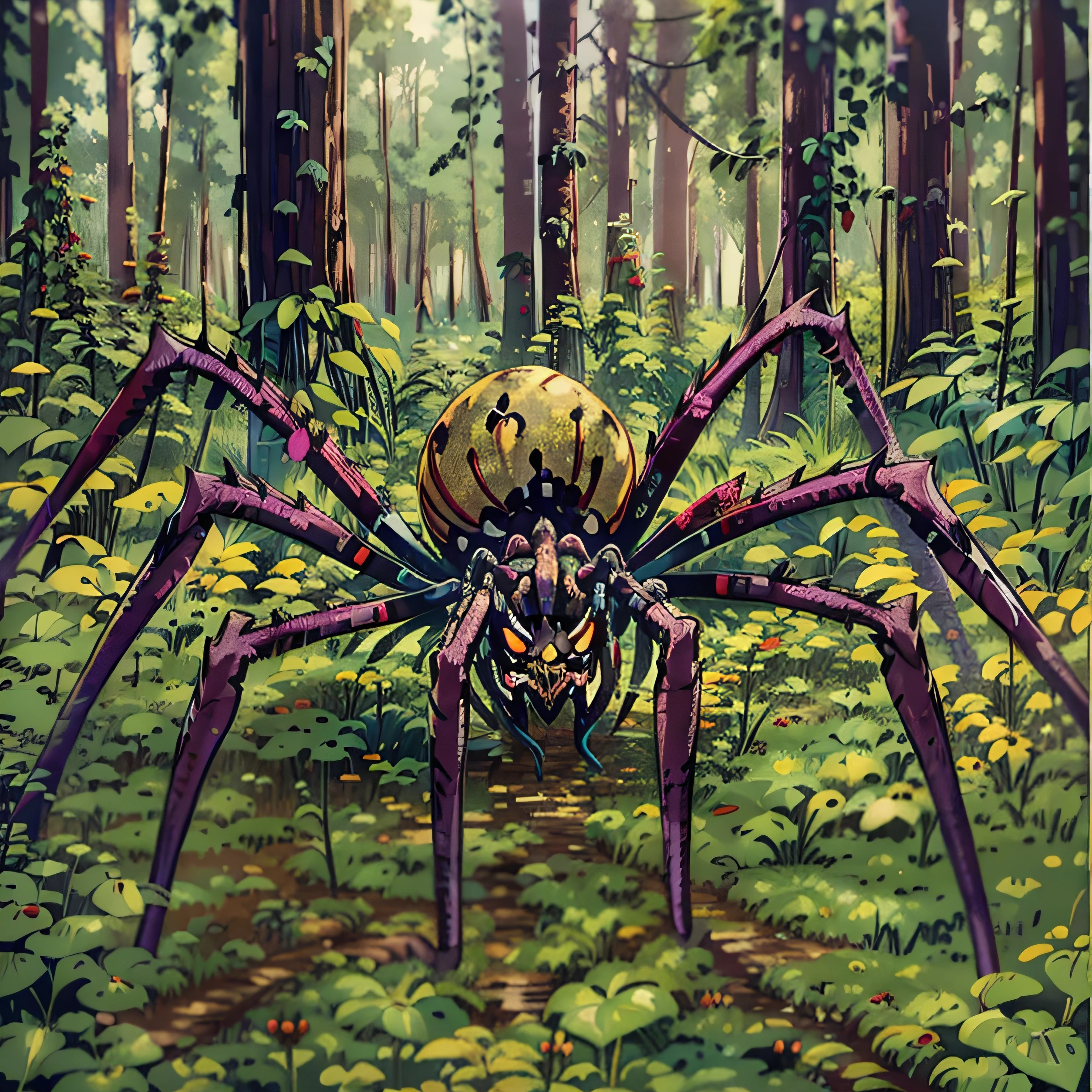 giant scary spider, Only eight legs, forest