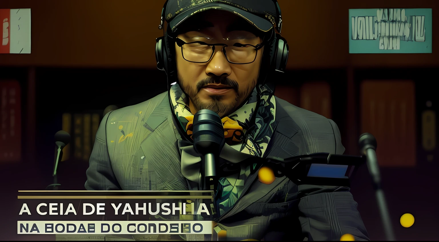 There's a man in a suit and tie speaking into the microphone, Yoshiku, Yan Gisuka, Q Hayashida, Ayahausca, Alphonse Musha, Miniatura do YouTube, orisha, Esuthio, Directed by: Yehia Dessouki, O Anatsui, Directed by: Nadir Afonso, Youtube:, Yoshitaka --auto