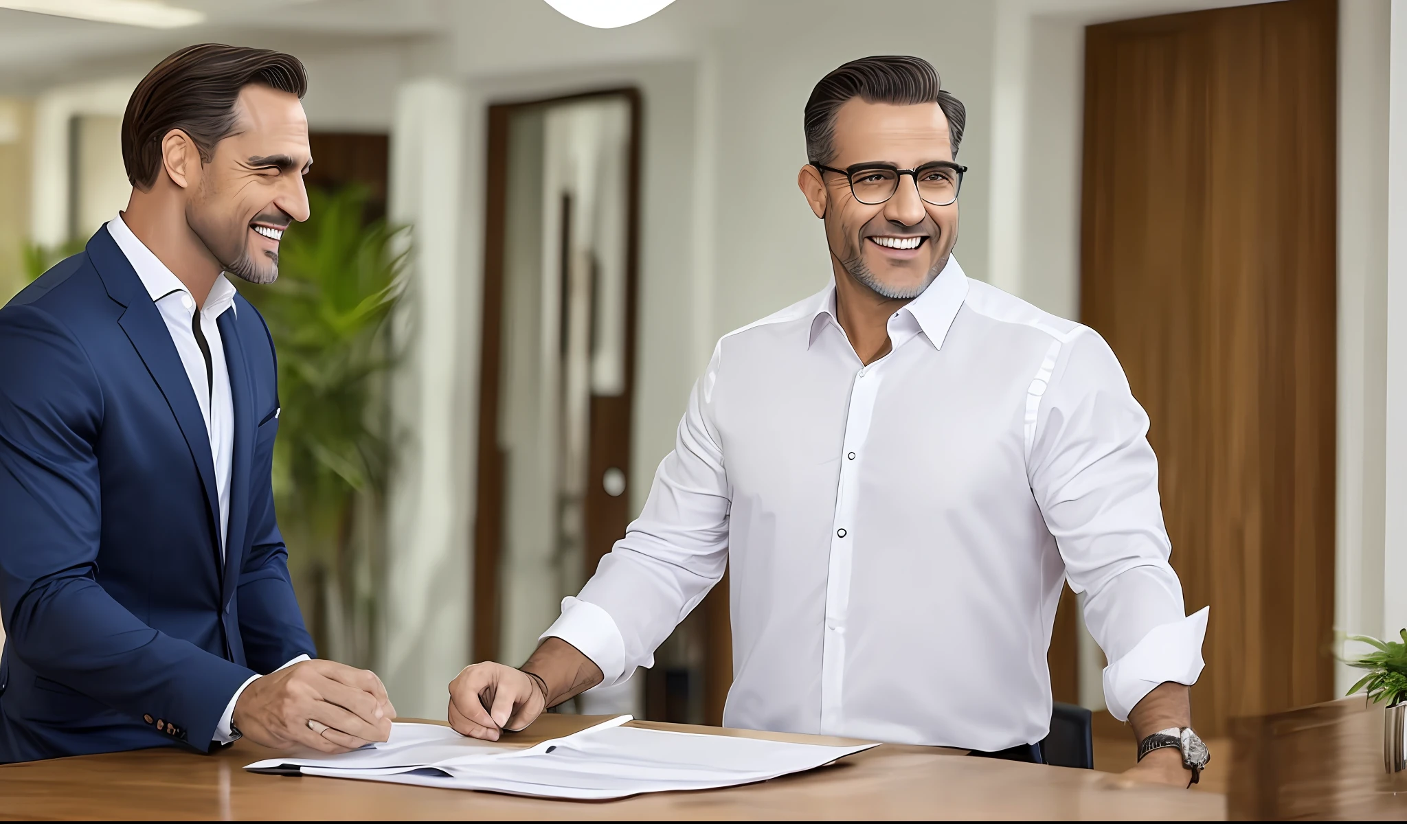 um homem de terno, poltrona, s office, expression happy