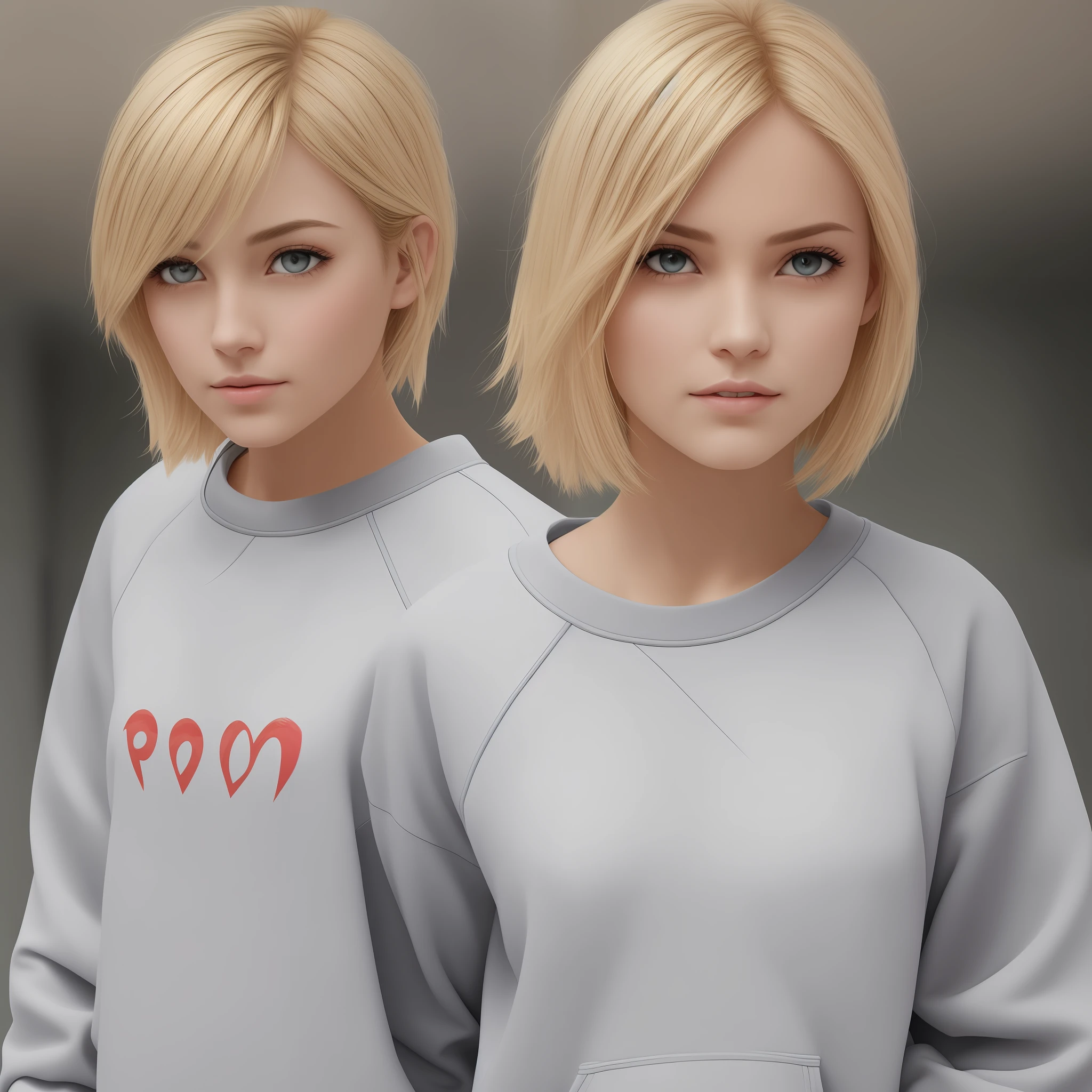 red color eyes,blond hairbl,short detailed hair,Turn Back,Anterior convex and posterior,Wearing sweat,Sweat a lot,Be red in the face,A little excited look,is shy,It's all water,Risking love,gasps,There is love in the eyes,Sweatshirt --auto