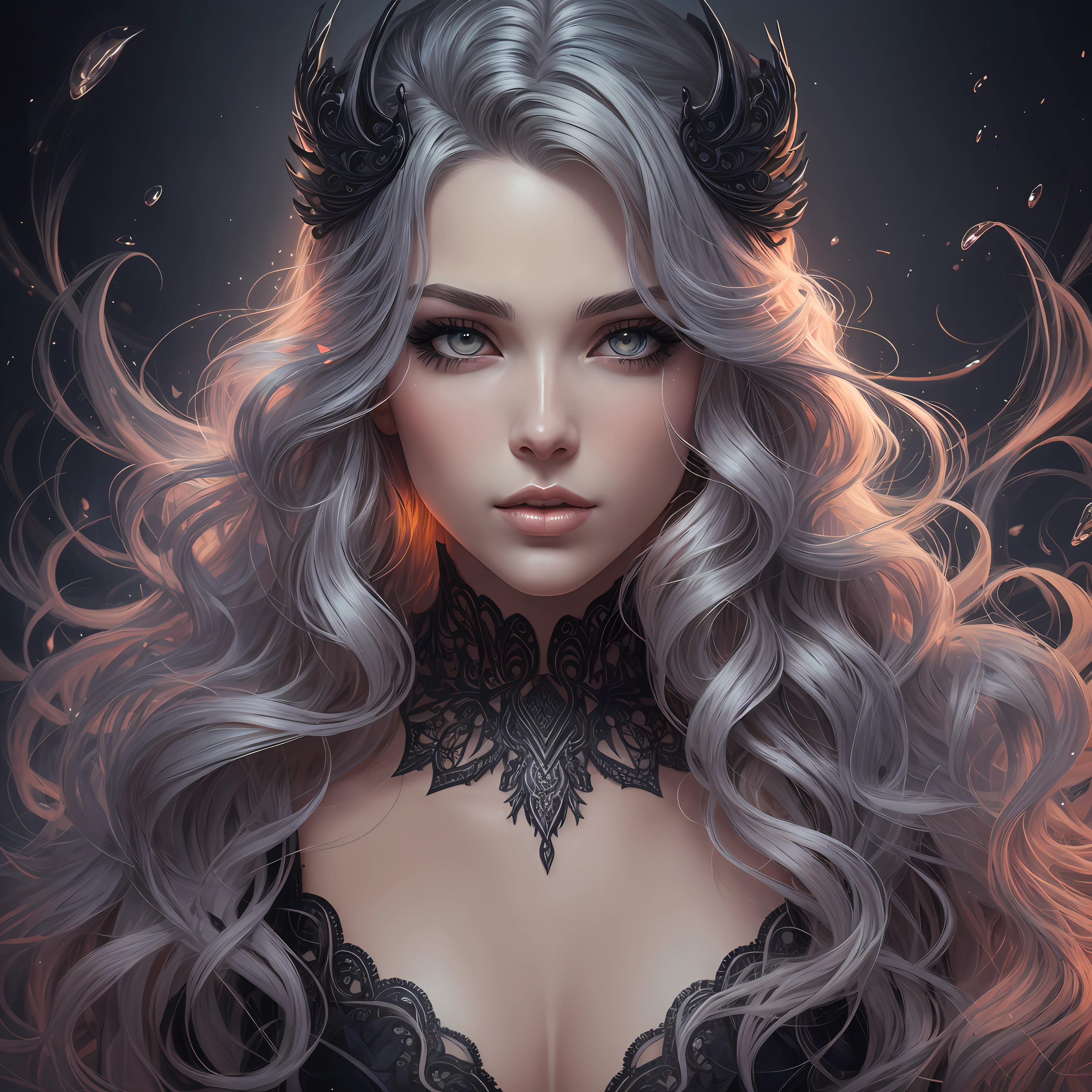???? painting of a beautiful woman with big, wild wavy rainbow hair; hyper-realistic long lashes, hyper-detailed fantasy art; elegant, intricate, detailed, symmetrical, ethereal, iridescent, 16k face, by Artgerm, WLOP" --auto --s2