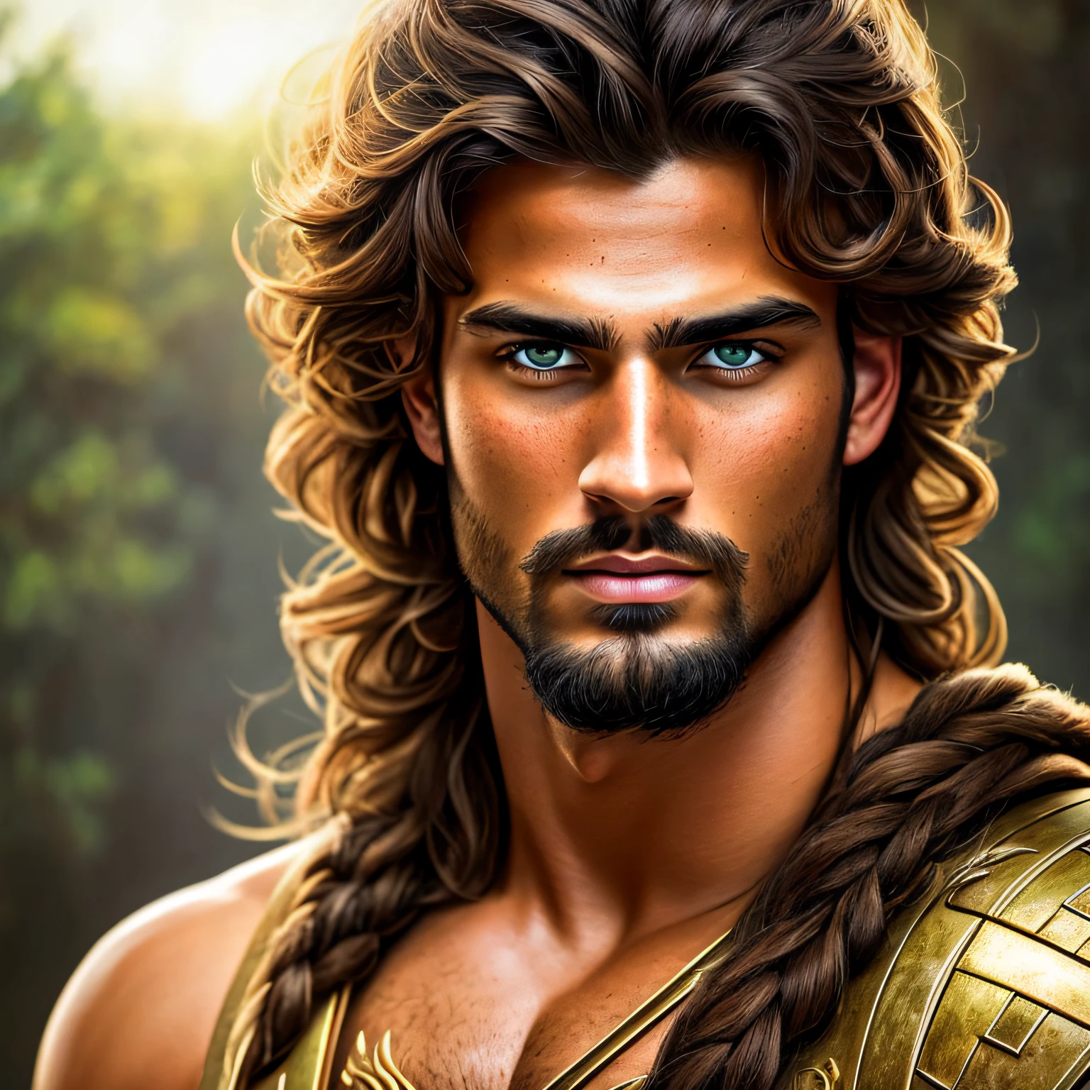 Gigachad gonzalo gubero bobadilla musculoso com cara de shakira, Guerreiro romano ma imagem, pintura digital sensual, pintura digital lindo, pintura digital impressionante, cinematic bust portrait, lindo render 3d, retrato cgsociety, blue eyes, striking eyebrows and cement face, white olive skin, sun tanned skin. demigod greek warrior, foto de man sexy bonito 4k, arafed handsome disney prince sexy com olhos verdes, pintura digital ultra realista, pintura digital fotorrealista, estilo de arte fotorrealista, pintura digital realista, arte digital linda --auto