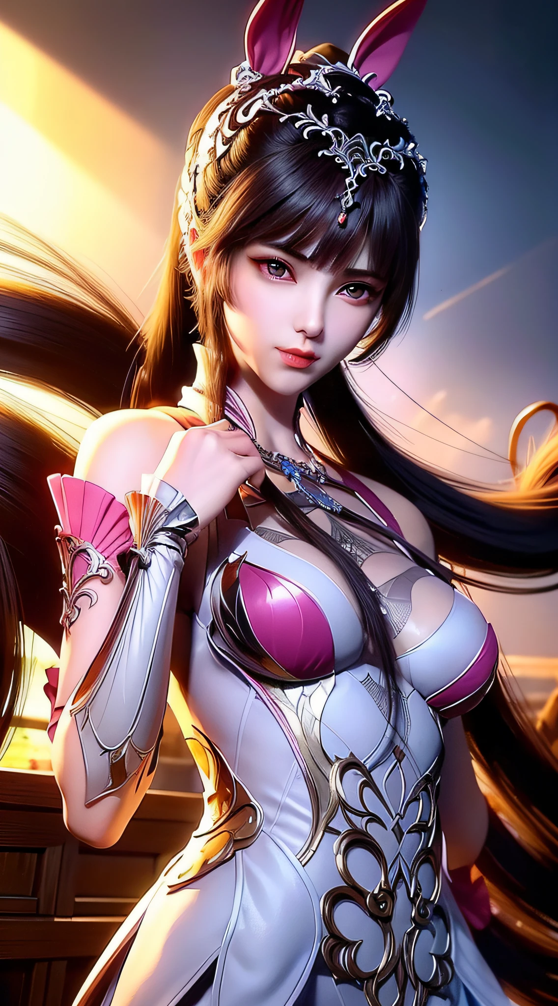 A close-up of a woman dressed in ancient costume with Chinese elements，Classical art，Cultivate the elemental sense of immortals，detailed fantasy art，Stunning character art，Epic and refined character art，Beautiful Chinese costumes，Extremely detailed artistic germination，Detailed digital anime art, Artgerm on the art station Pixiv，Swimsuit girl，Exquisite and intricate headwear and jewelry