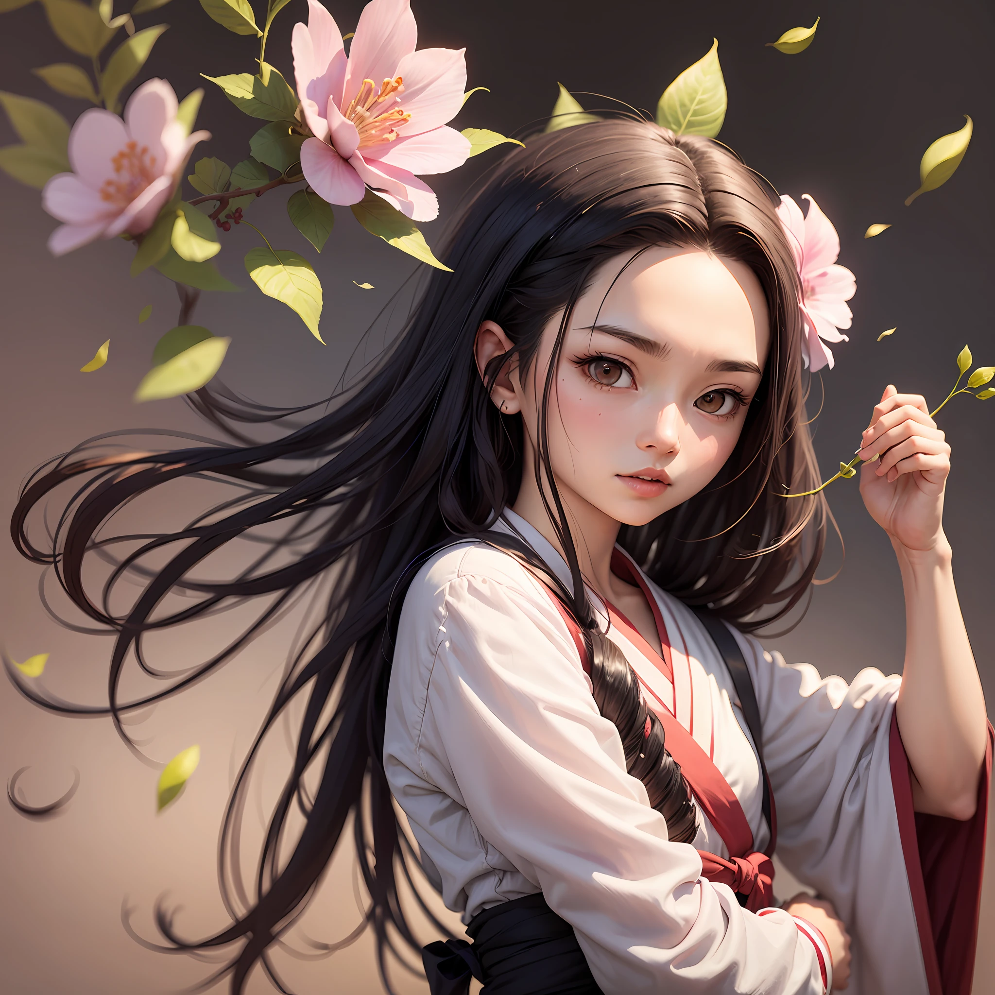 Nezuko with a flower in her hand --auto