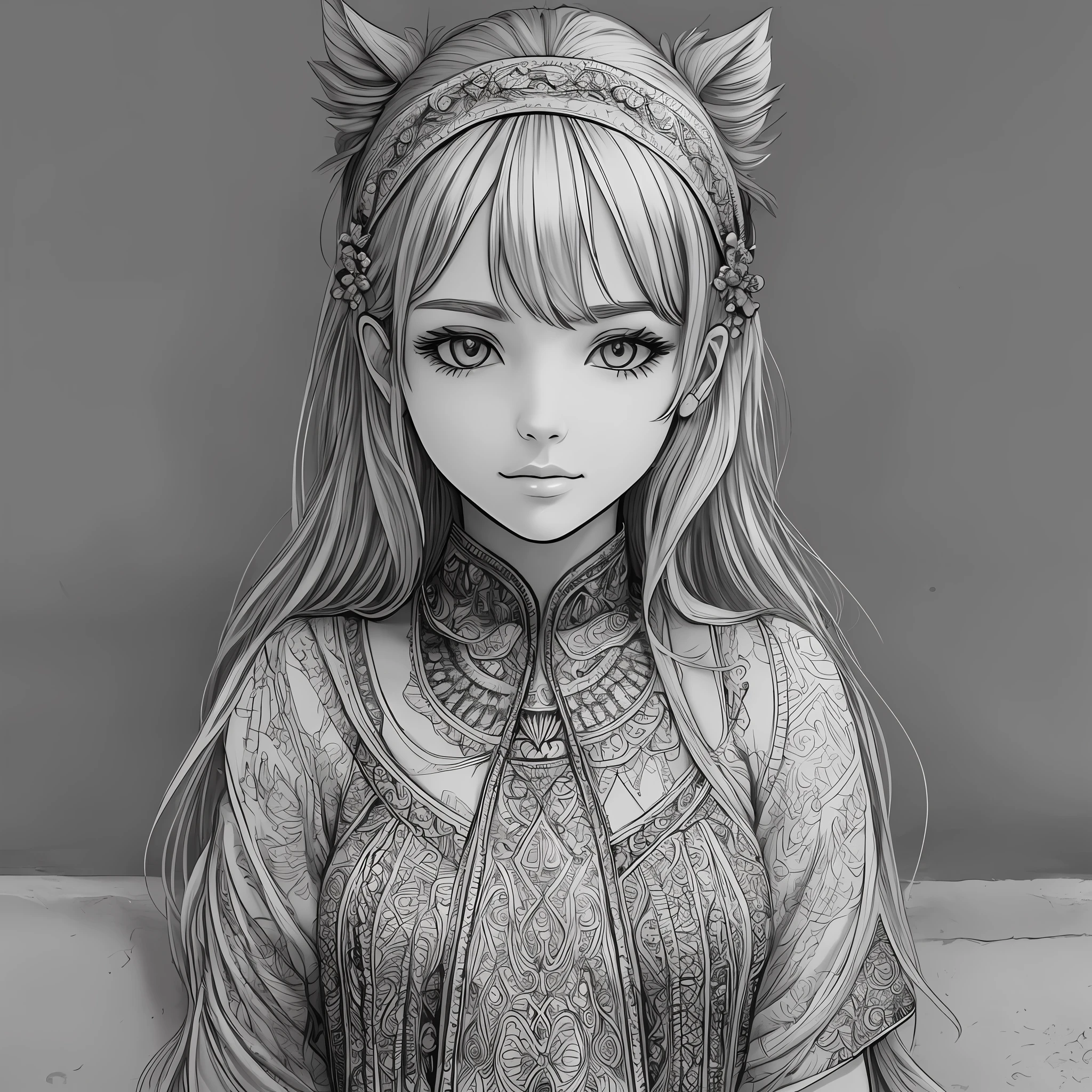 **beatiful  girl grayscale coloring page** - --auto --s2