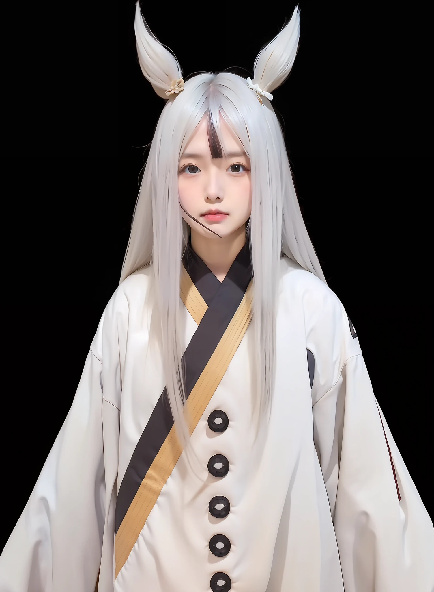 1girl, Kagura Otsutsuki, Short hair, White hair, realistic, ultra detail, Cute Face, Beautiful Girl,