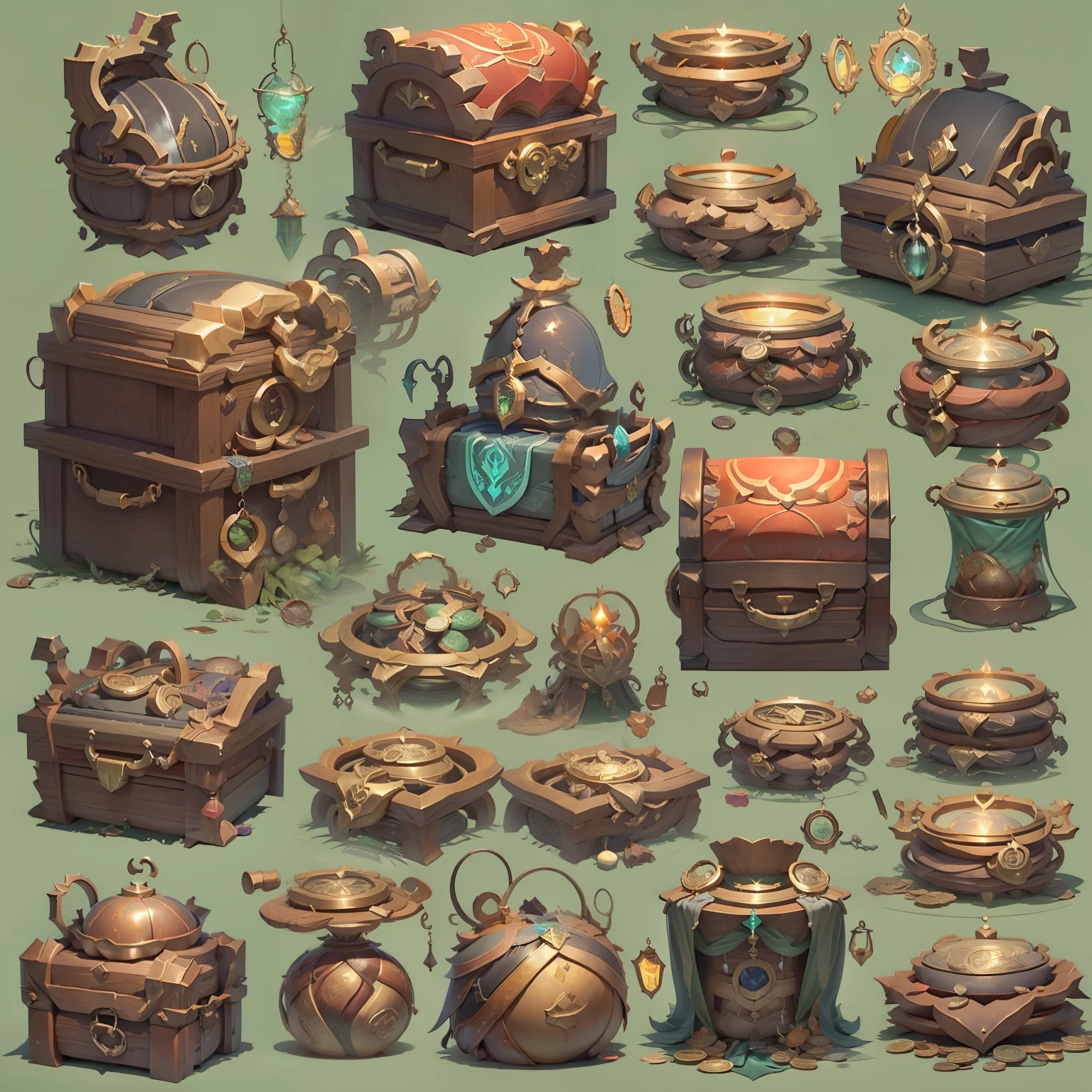 Bosses drop chests, pile up coins, equip potions