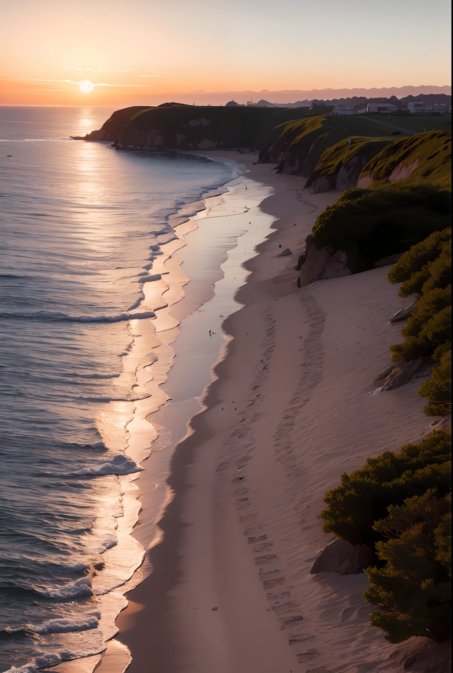 Sunset seaside scenery super realistic 8k video