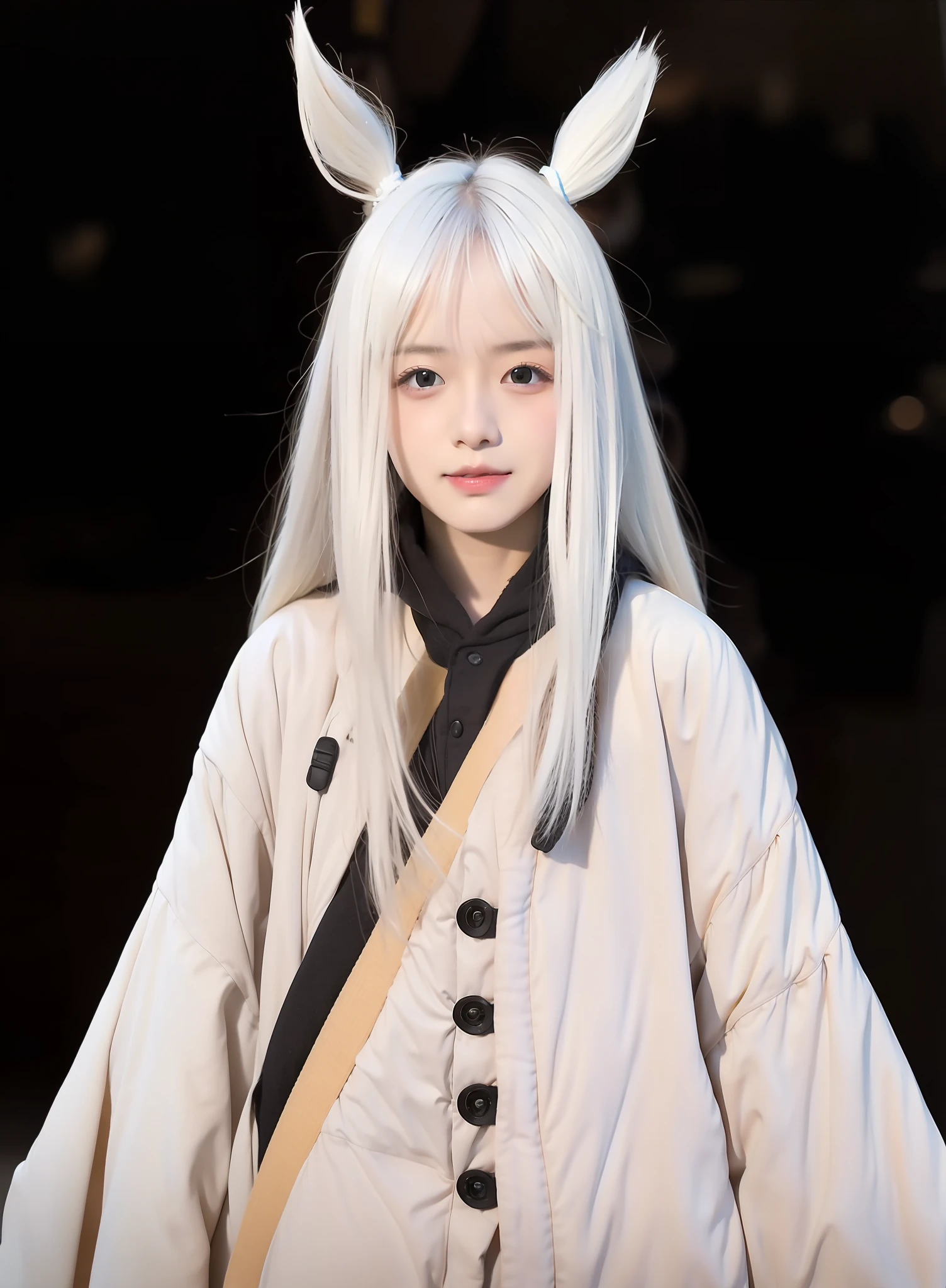 1girl, Kagura Otsutsuki, Short hair, White hair, realistic, ultra detail, Cute Face,