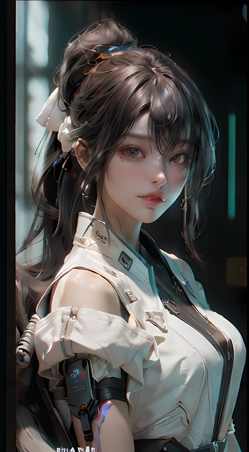 ((Best quality)), ((masterpiece)), (detailed:1.4), 3D, an image of a beautiful cyberpunk female,HDR (High Dynamic Range),Ray Tracing,NVIDIA RTX,Super-Resolution,Unreal 5,Subsurface scattering,PBR Texturing,Post-processing,Anisotropic Filtering,Depth-of-field,Maximum clarity and sharpness,Multi-layered textures,Albedo and Specular maps,Surface shading,Accurate simulation of light-material interaction,Perfect proportions,Octane Render,Two-tone lighting,Wide aperture,Low ISO,White balance,Rule of thirds,8K RAW,