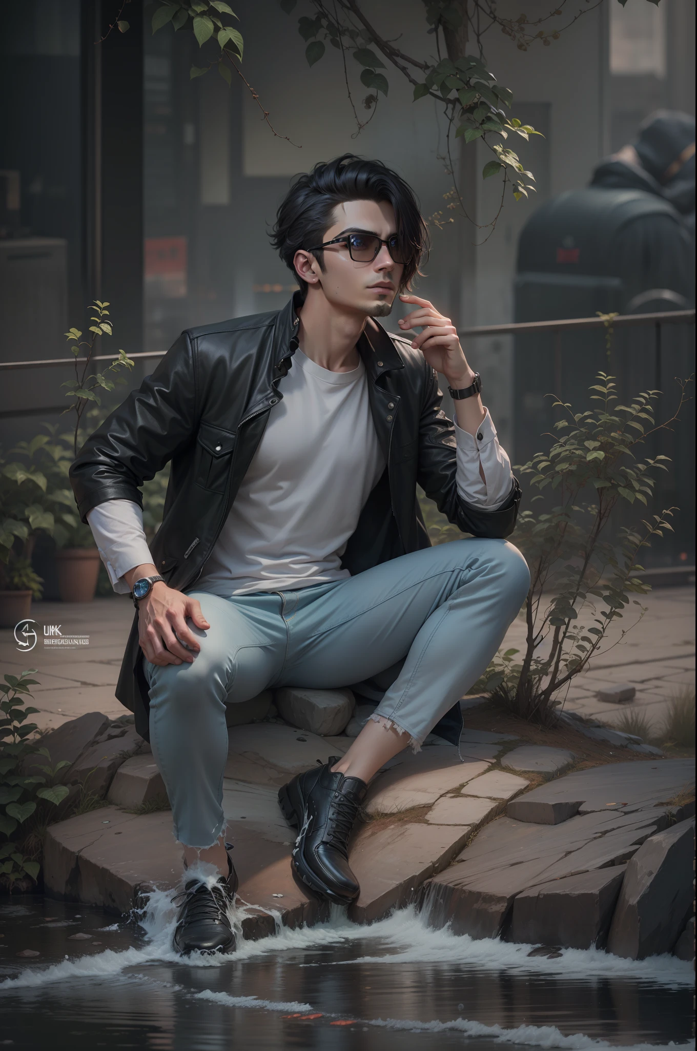 Change background cyberpunk handsome boy, realistic face, 8k, ultra realistic,