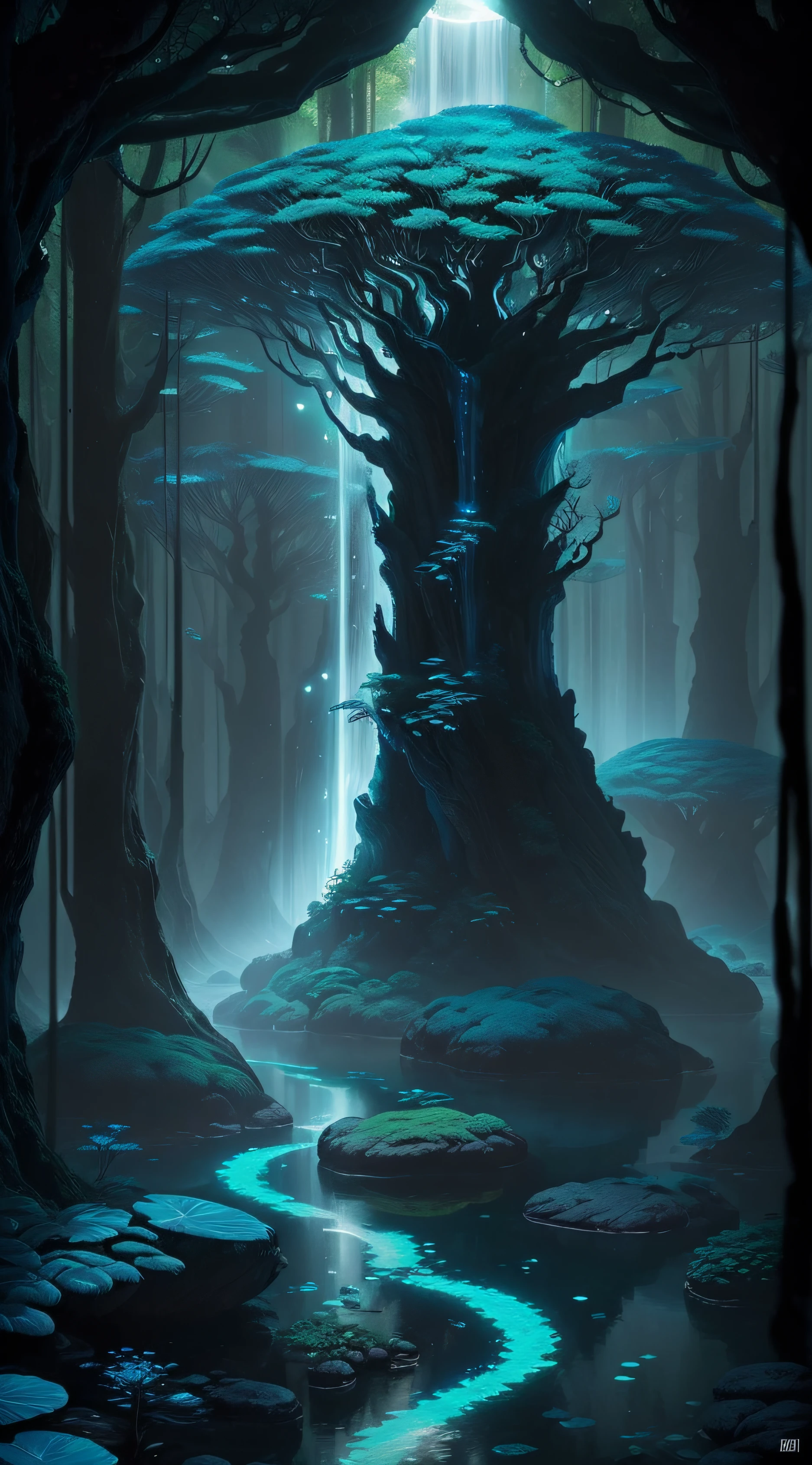 Crie uma cena de planeta como filme avatar, pedras flutuantes, Waters, Florestas com cores florescentes, plantas com cores florescentes, birds, giant trees, blue skies, nuvem, cores vibrantes, vivid colors, mundo espiritual, encantado, fantasia, Magic --auto