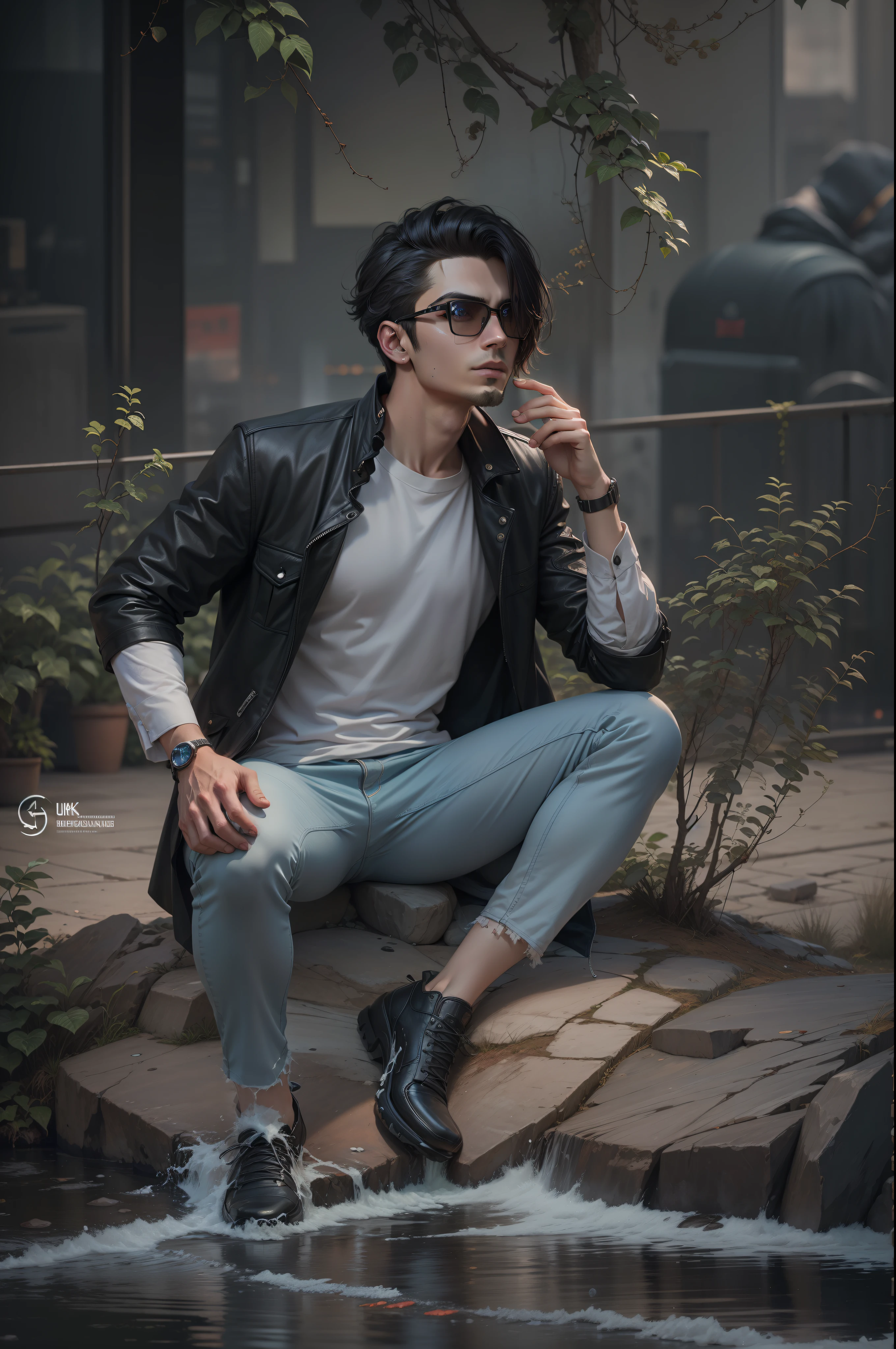 Change background cyberpunk handsome boy, realistic face, 8k, ultra realistic,