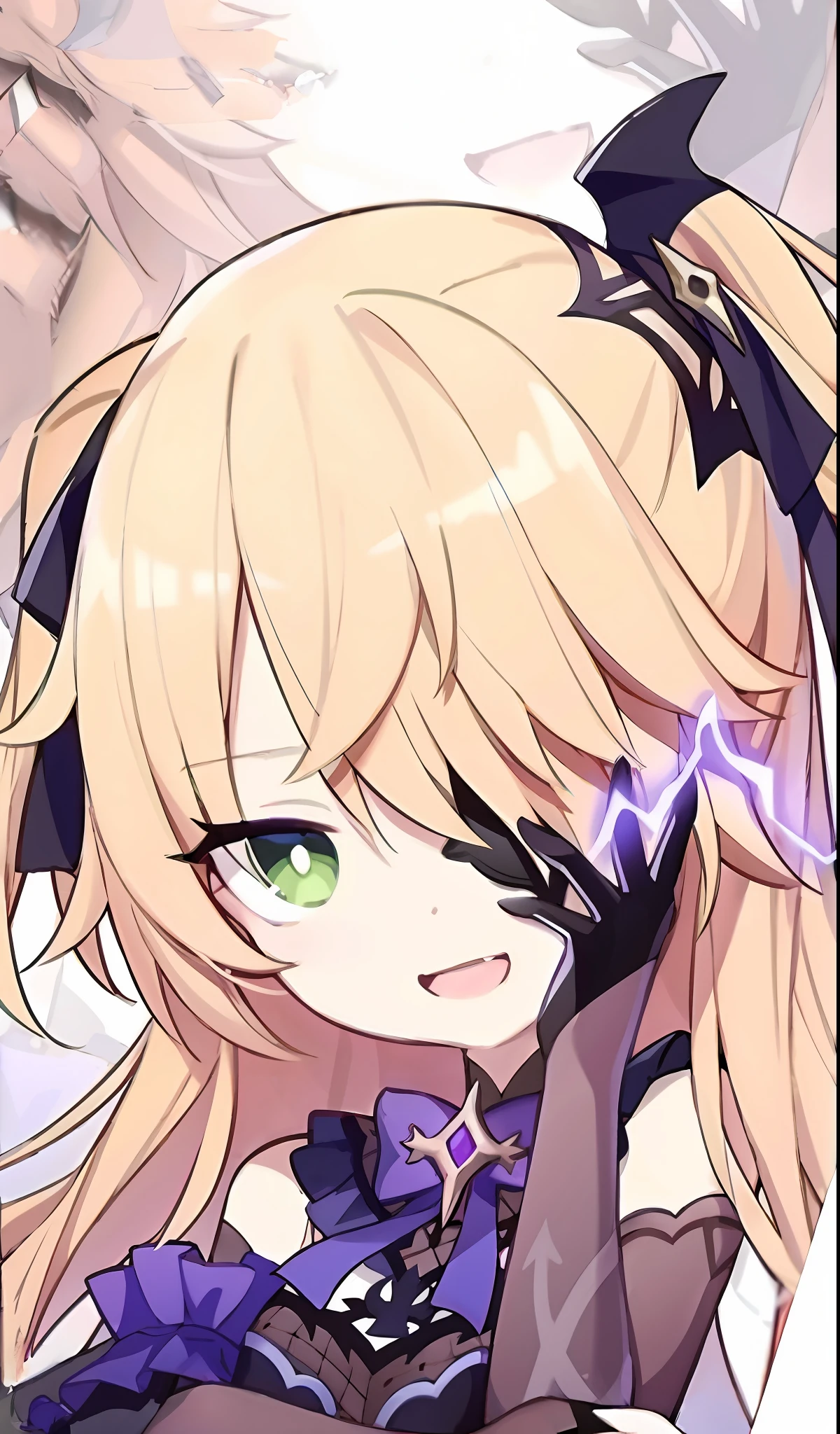anime girl with long blonde hair and green eyes holding a sword, ayaka genshin impact, ayaka game genshin impact, anime moe artstyle, shadowverse style, anime waifu, shikishi, splash art anime loli, anime girl named lucy, blonde anime girl with long hair, [[[[grinning evily]]]]