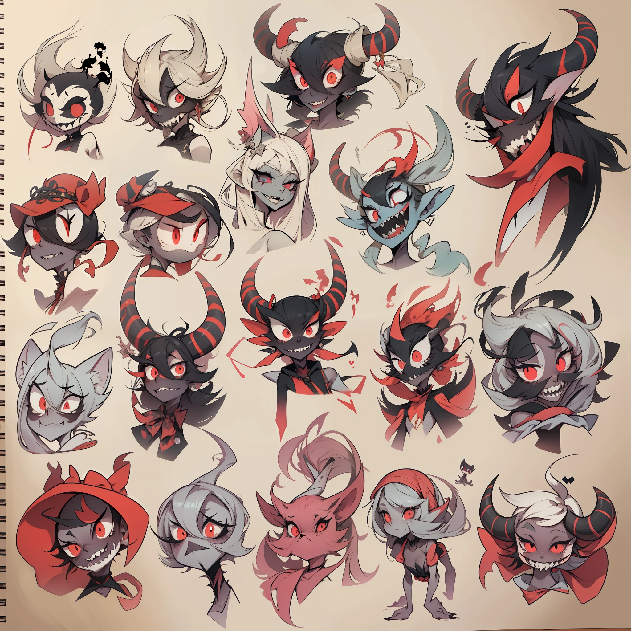 drawing references hazbin hotel style demons