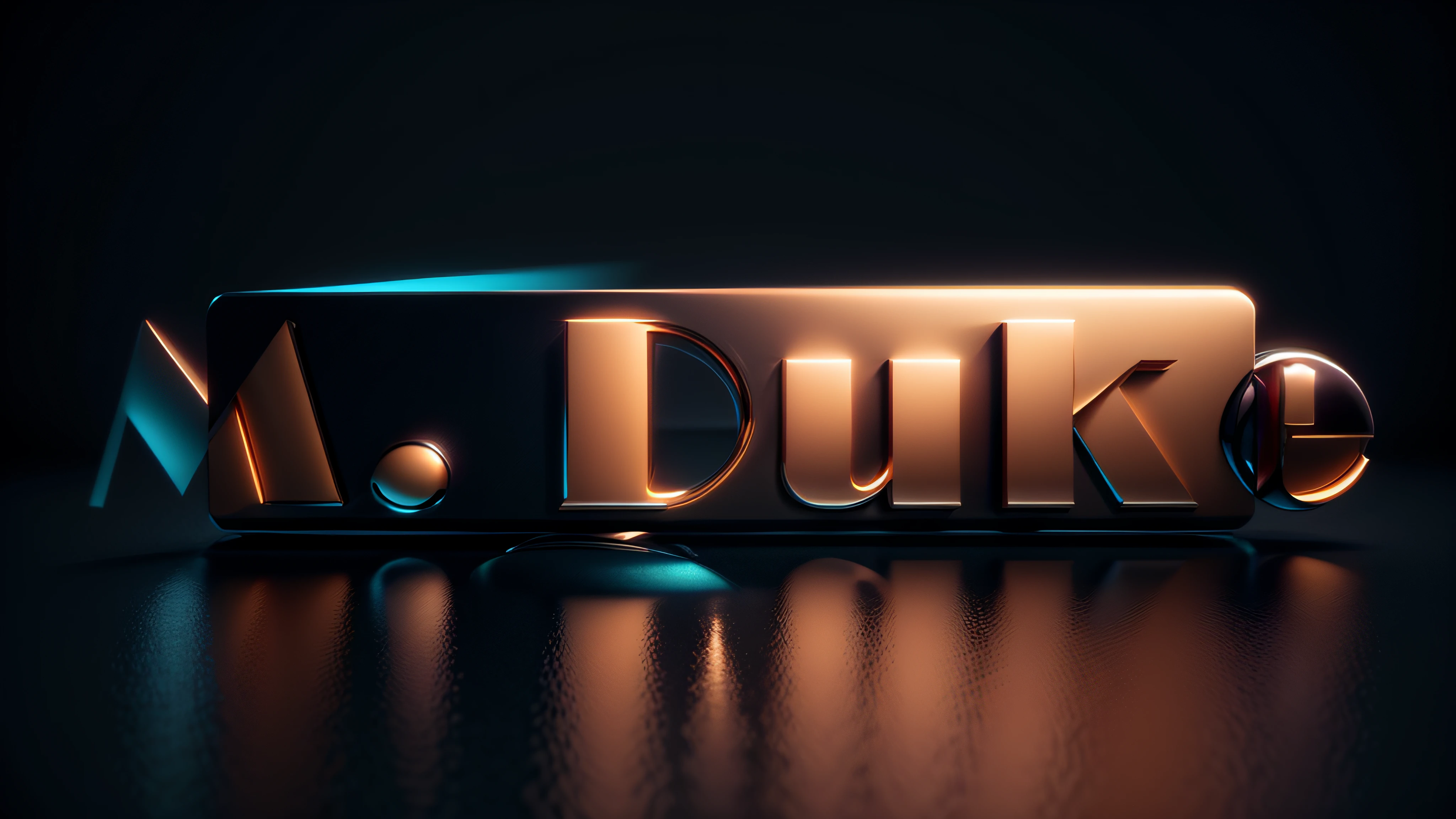 Luxury logo with the title M. duque, 3D-rendering, 8k, NVIDIA, ray-traced, Bokeh, Fulgurar, luz e sombras realistas,