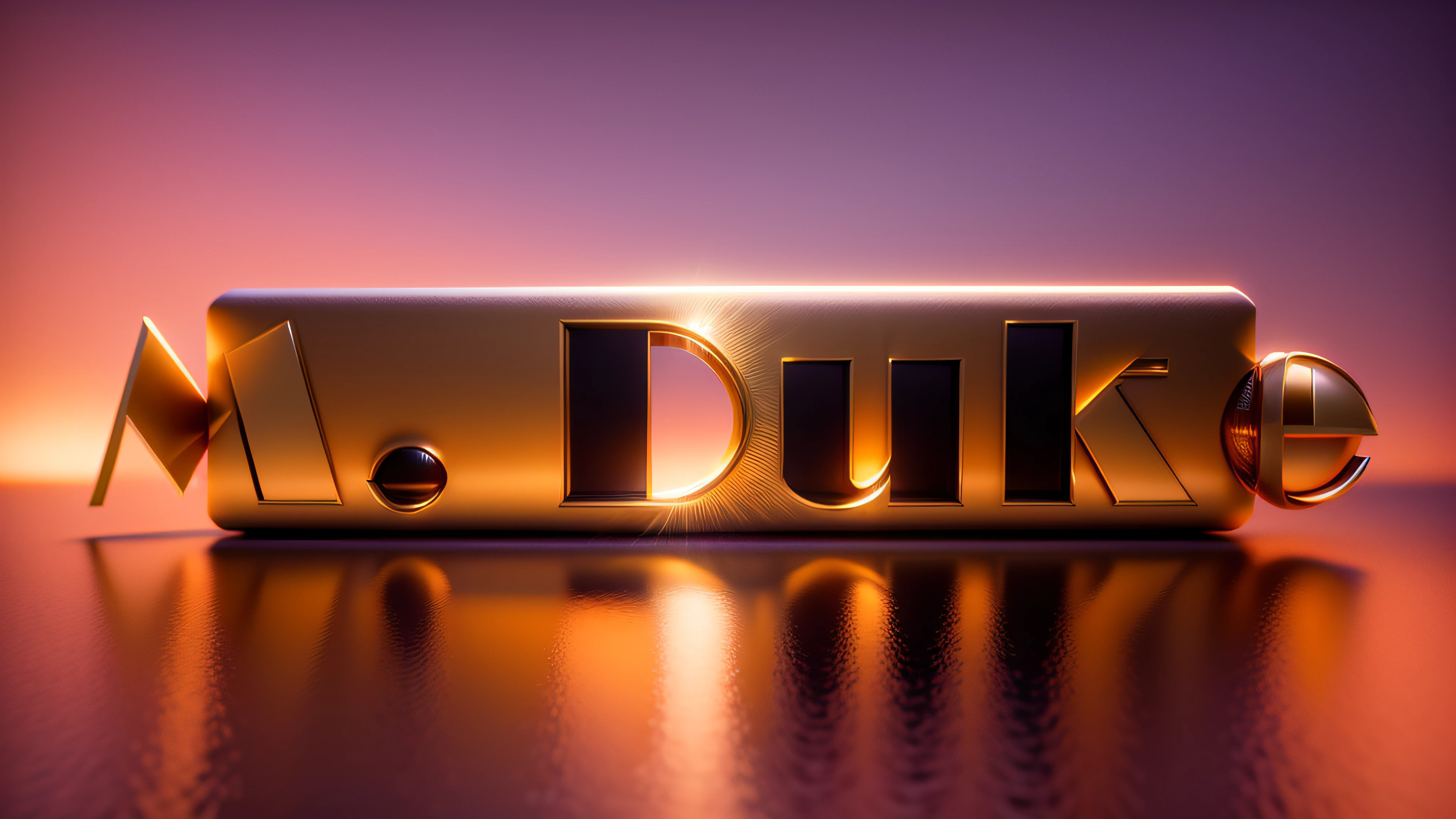 Luxury logo with the title M. duque, 3D-rendering, 8k, NVIDIA, ray-traced, Bokeh, Fulgurar, luz e sombras realistas,