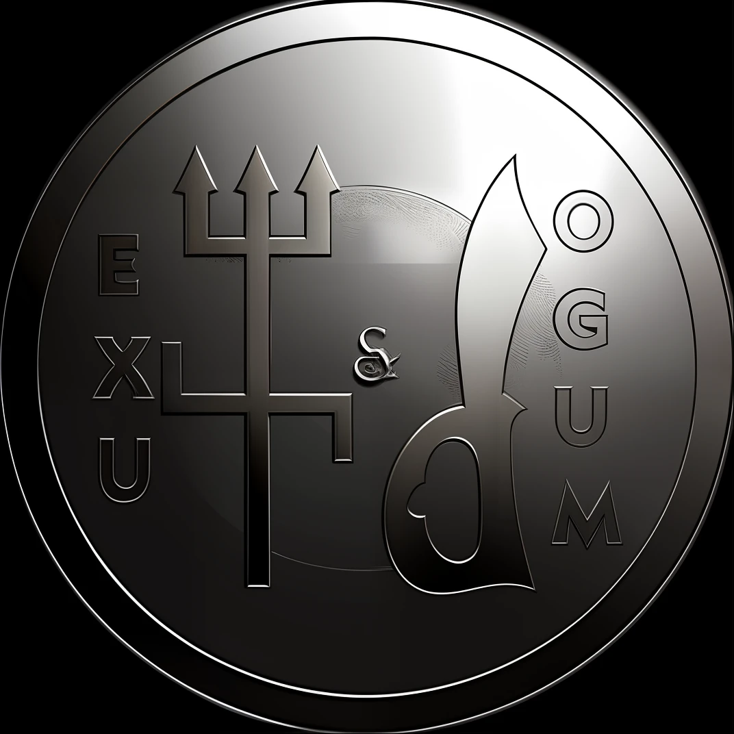 a drawing of a circle with a cross and a knife inside, ex libris, inscribed with occult symbols, sigil, sigils, logo art, occult symbols hidden, magnum opus, patch design, exquisit detail, occult diagram, xqcow, exlibris, by Ernő Grünbaum, black and white logo, emblem, silver, metallic, no shadow