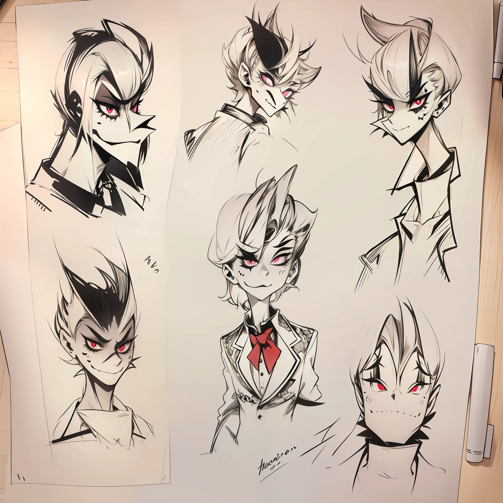 drawing references hazbin hotel style males hand drawing