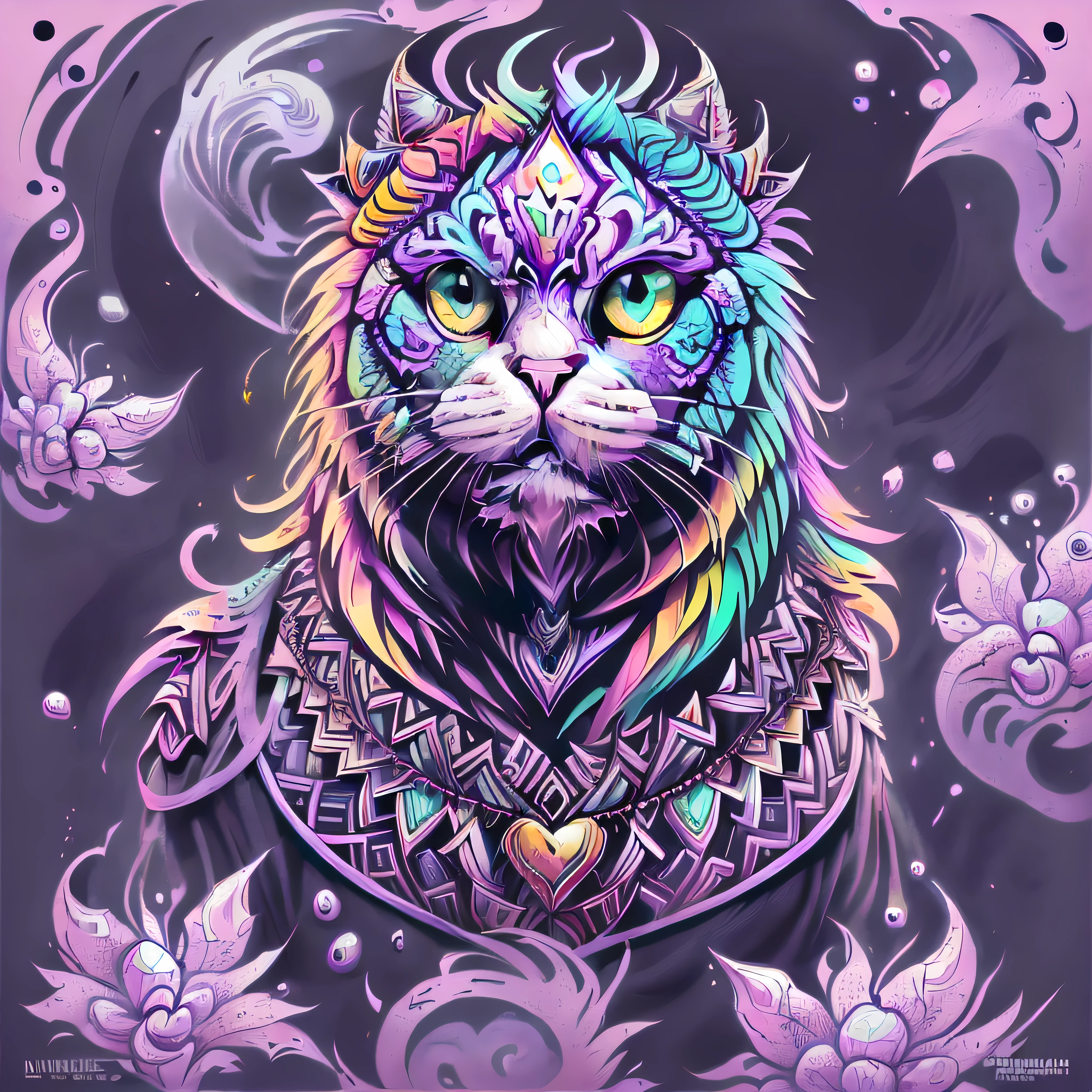 livro para colorir, Livro para colorir para adultos, Linhas conectadas, simetria, a head cat, virado para a frente, preto e branco, trabalho de linha grossa, Great standards, negative space, thick pattern, sem fundo preto, Cute forest pattern background, nenhuma parte colorida de preto, efeito mandalas, mandalas, arte de linha fina de tinta estilizada, vetor, Adobe Illustrator, ..eps, sem cores,  African pattern.