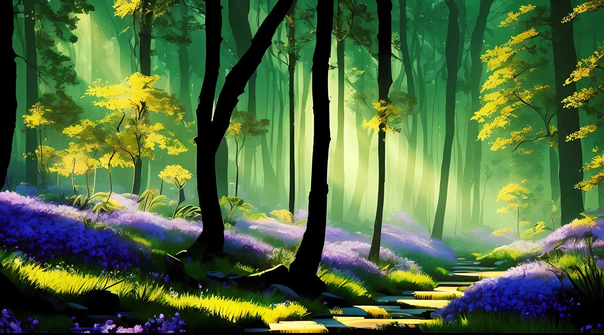 Foto de uma paisagem noturna de uma floresta encantada em 16:9, where rays of moonlight gently pass through the canopy of trees, Creating a magical volumetric lighting. Use photorealistic painting techniques to portray every detail of the trees, Leaves and shadows with precision, Bringing the mysterious atmosphere of the forest to life. Os raios de luar, created with volumetric lighting, destacam-se em tons suaves de azul e prata, creating a sense of enchantment and mystery. A luz suave e difusa preenche o ar, bringing a sense of depth and volume to the scenes. Small details such as dust particles illuminated by moonlight rays and the shadows cast by trees, are represented in detail to add realism to the scene. Add action elements with the presence of nocturnal creatures, como corujas voando e vaga-lumes piscando entre as folhagens. Volumetric lighting creates an ethereal environment, giving the forest an eternally enchanted atmosphere. Use textures in high resolution (4K) para aprimorar os detalhes e realismo da cena, allowing the viewer to feel immersed in the magical night forest. Essa pintura, with sharp focus and high resolution (8K), permite que o observador se sinta envolvido pela atmosfera hipnotizante da floresta encantada, where volumetric lighting adds a sense of magic and mystery to the nighttime scenery. --auto