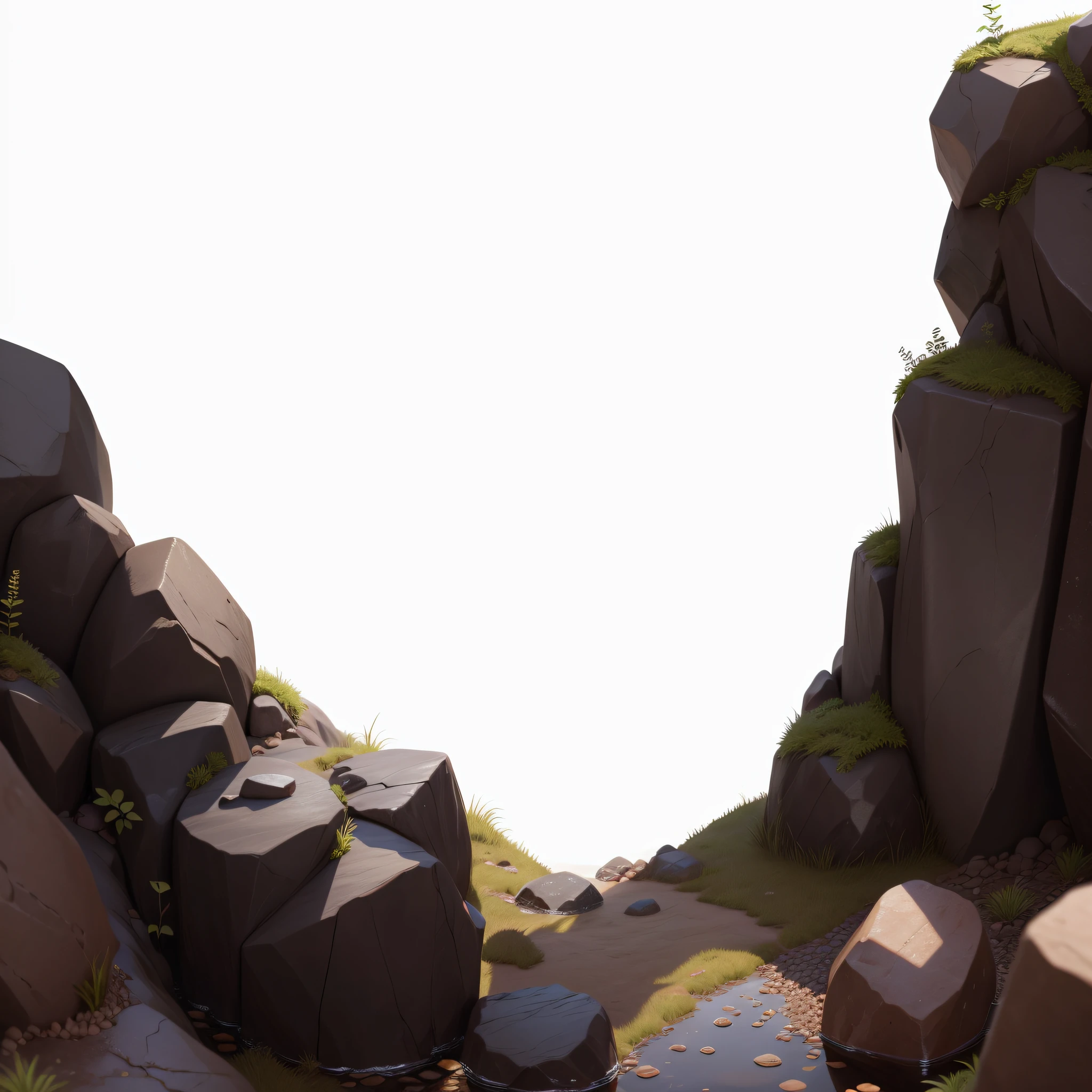 Highly detailed. With very high detail. Clear image. Brown stones with a little grass. --auto