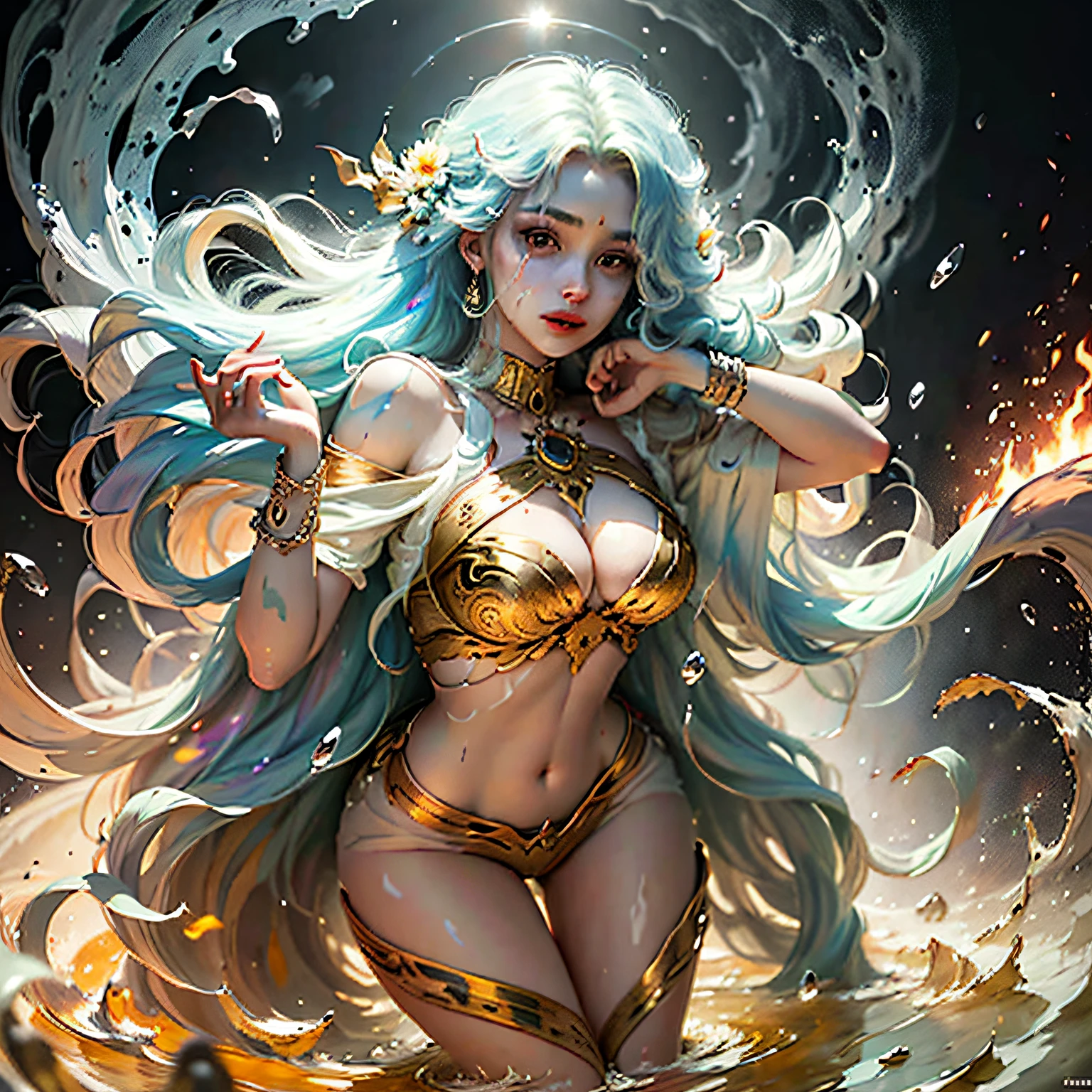 (level difference: 1.8),(Paint colliding and splashing on canvas),(depth of field),Cute creature,elegant, strong between boho and modern. With many colors and no defined . (liquid paint rainbow hair:1.1) made of paint and defies gravity, thick flow, (splashes of paint: 1.3), liquid state, beautiful, masterpiece, detailed background, high quality model, ethereal background, abstract beauty, explosive volume, oil painting, heavy brushstrokes, romantic lighting, sub-surface Scattering, lens 135mm, f1.8, brightness, 8k, high resolution, dreamy, ray tracing, hdr, divine rays,(Paint colliding and splashing on the canvas),(depth of field),(flat color :1.1,(yellow theme)),1 girl,screaming,propaganda poster,full body,strong wind,heavy smoke,(liquid paint rainbow hair:1.1) made of paint and defies gravity,thick flowing,(paint splatter:1.3),Liquid state,stunningly beautiful, masterpiece, detailed background,ultra high quality model, ethereal background,abstract beauty, explosive volumetric, oil painting,heavy strokes,Romantic lighting,Sub-Surface Scatterring,glow,8k,high resolution, dreamy,ray tracing,hdr,god rays,face by tom bagshaw art station, Moon Goddess, full length figure, contemptuous gaze, detailed face, 1.4), gold decoration, plain black background, beautiful Caucasian girl closeup, dynamic moving body, digital art, splash, full body, Sakimichan art, oriental mandala tattoo, fractal background, silver and gold and bronze spirit, floating antique clock, antique lamp, splash, seductive pose, visible pubic hair , visible small breasts, full body, beautiful European Caucasian girl, sexy lady beauty, bare breasts, open neckline, clothing transparent fabric, standing, realistic, highest detail, holy holy, golden eyes, heavenly palace, countless palaces, clouds, golden light, golden lotus, (tianchi bath), pubic hair view, splash, full body, Sakimichan art, slight smile, seductive pose, visible pubic hair, full body, transparent clothes, Jean-Bapti style ste monge, shiny, be