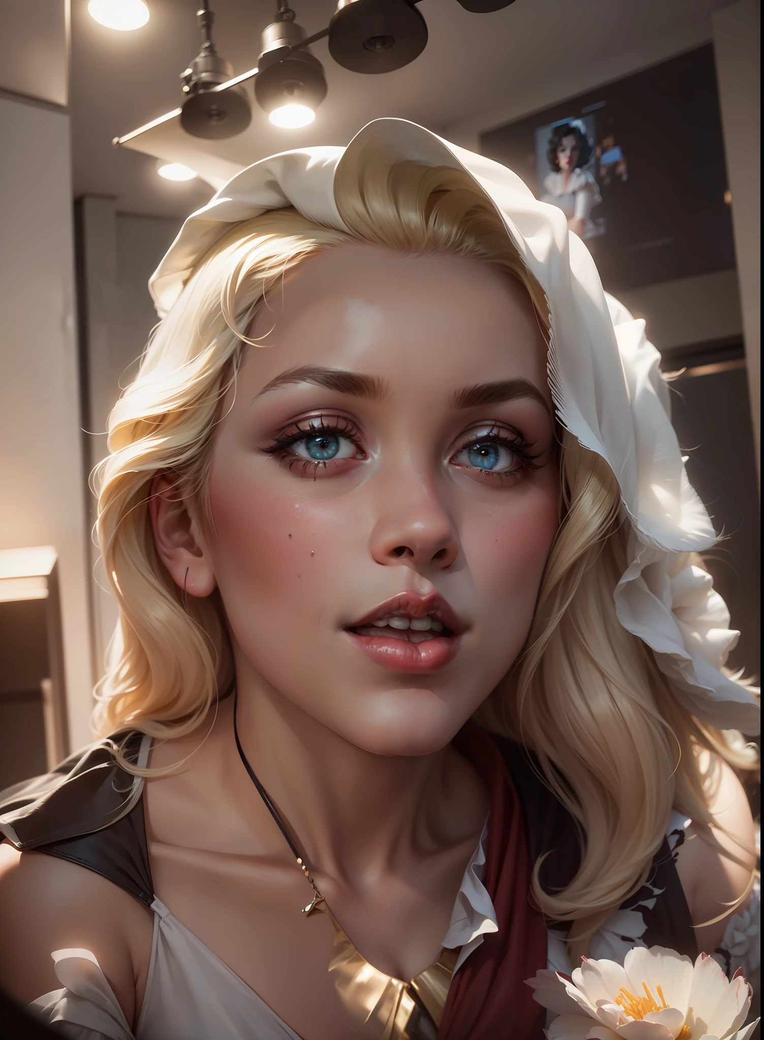 (8k, RAW photo, best quality, highres:1.2), (realistic, photo-realistic:1.37), masterpiece, best quality, ultra-detailed, illustration, 1girl, solo, Scarlett, Marilyn Monroe, full body, white dress, White dress of Marilyn Monroe
(eye focus, 135mm lens, F/5.6),