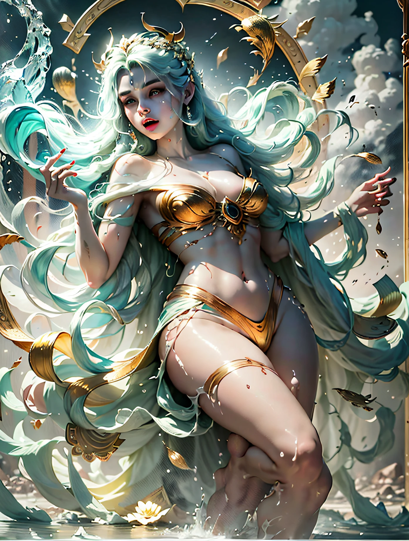 (level difference: 1.8),(Paint colliding and splashing on canvas),(depth of field),Cute creature,elegant, strong between boho and modern. With many colors and no defined . (liquid paint rainbow hair:1.1) made of paint and defies gravity, thick flow, (splashes of paint: 1.3), liquid state, beautiful, masterpiece, detailed background, high quality model, ethereal background, abstract beauty, explosive volume, oil painting, heavy brushstrokes, romantic lighting, sub-surface Scattering, lens 135mm, f1.8, brightness, 8k, high resolution, dreamy, ray tracing, hdr, divine rays,(Paint colliding and splashing on the canvas),(depth of field),(flat color :1.1,(yellow theme)),1 girl,screaming,propaganda poster,full body,strong wind,heavy smoke,(liquid paint rainbow hair:1.1) made of paint and defies gravity,thick flowing,(paint splatter:1.3),Liquid state,stunningly beautiful, masterpiece, detailed background,ultra high quality model, ethereal background,abstract beauty, explosive volumetric, oil painting,heavy strokes,Romantic lighting,Sub-Surface Scatterring,glow,8k,high resolution, dreamy,ray tracing,hdr,god rays,face by tom bagshaw art station, Moon Goddess, full length figure, contemptuous gaze, detailed face, 1.4), gold decoration, plain black background, beautiful Caucasian girl closeup, dynamic moving body, digital art, splash, full body, Sakimichan art, oriental mandala tattoo, fractal background, silver and gold and bronze spirit, floating antique clock, antique lamp, splash, seductive pose, visible pubic hair , visible small breasts, full body, beautiful European Caucasian girl, sexy lady beauty, bare breasts, open neckline, clothing transparent fabric, standing, realistic, highest detail, holy holy, golden eyes, heavenly palace, countless palaces, clouds, golden light, golden lotus, (tianchi bath), pubic hair view, splash, full body, Sakimichan art, slight smile, seductive pose, visible pubic hair, full body, transparent clothes, Jean-Bapti style ste monge, shiny, be