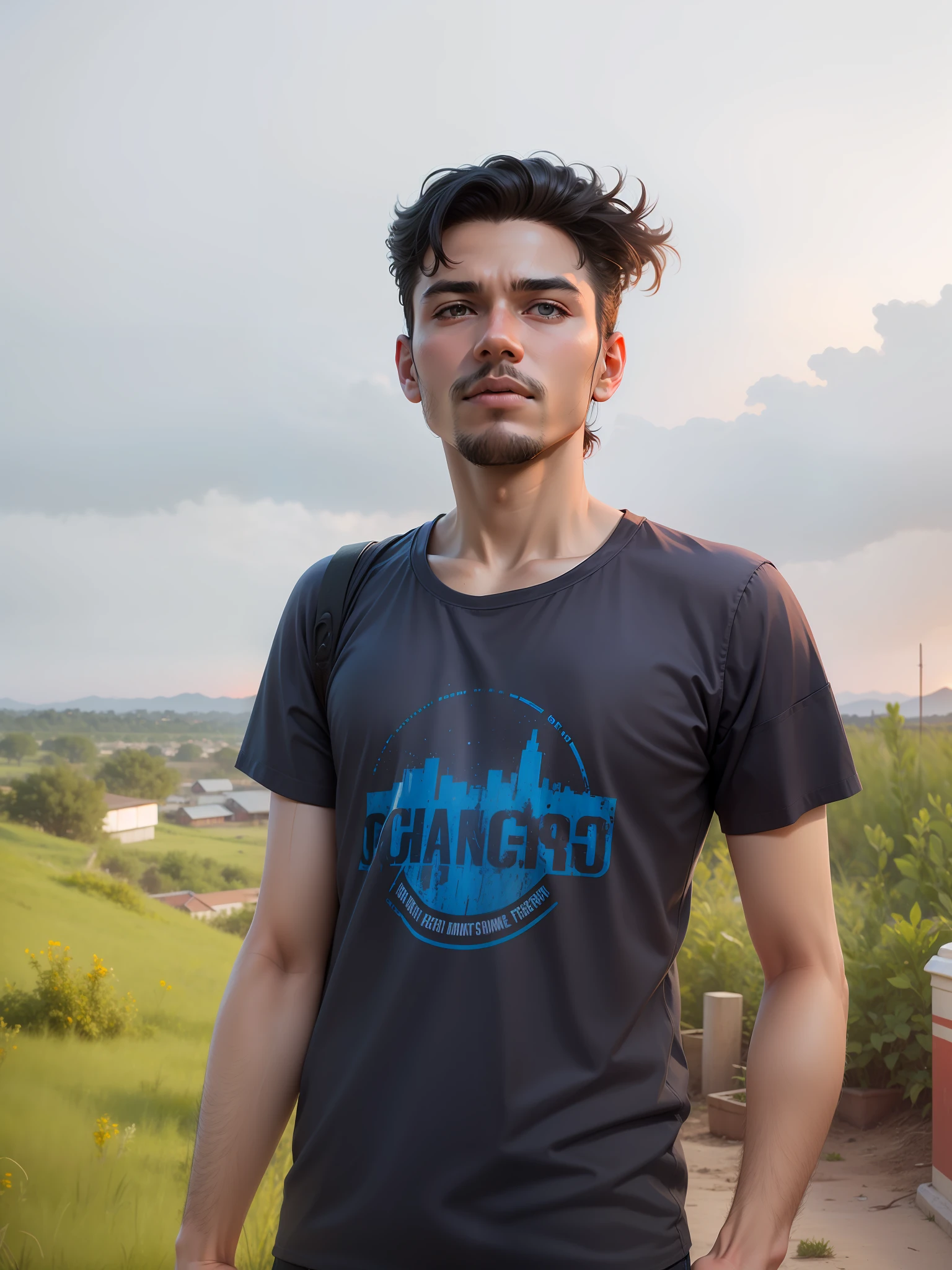 Change background with sunset and cinematic realistic