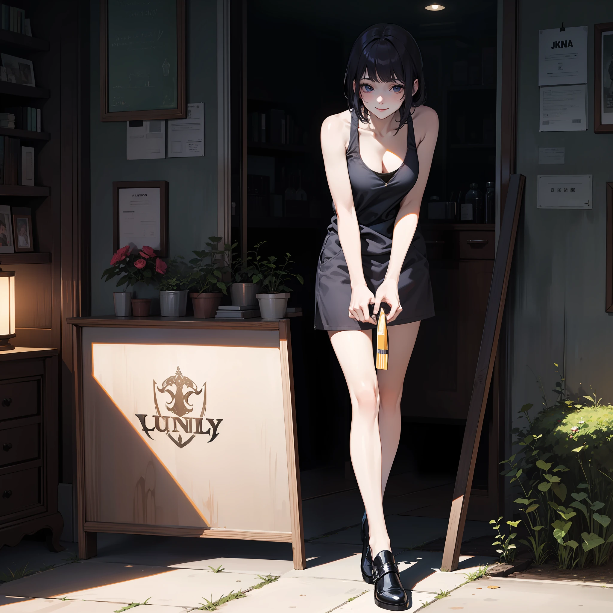 JINS、Tank Tops、Walk in the park、A smile、Master masterpiece、top-quality、The ultra -The high-definition、Top resolution、ighly detailed、Professional Lighting、CG Illustration、Very cute、full body Esbian、Lucky lewd