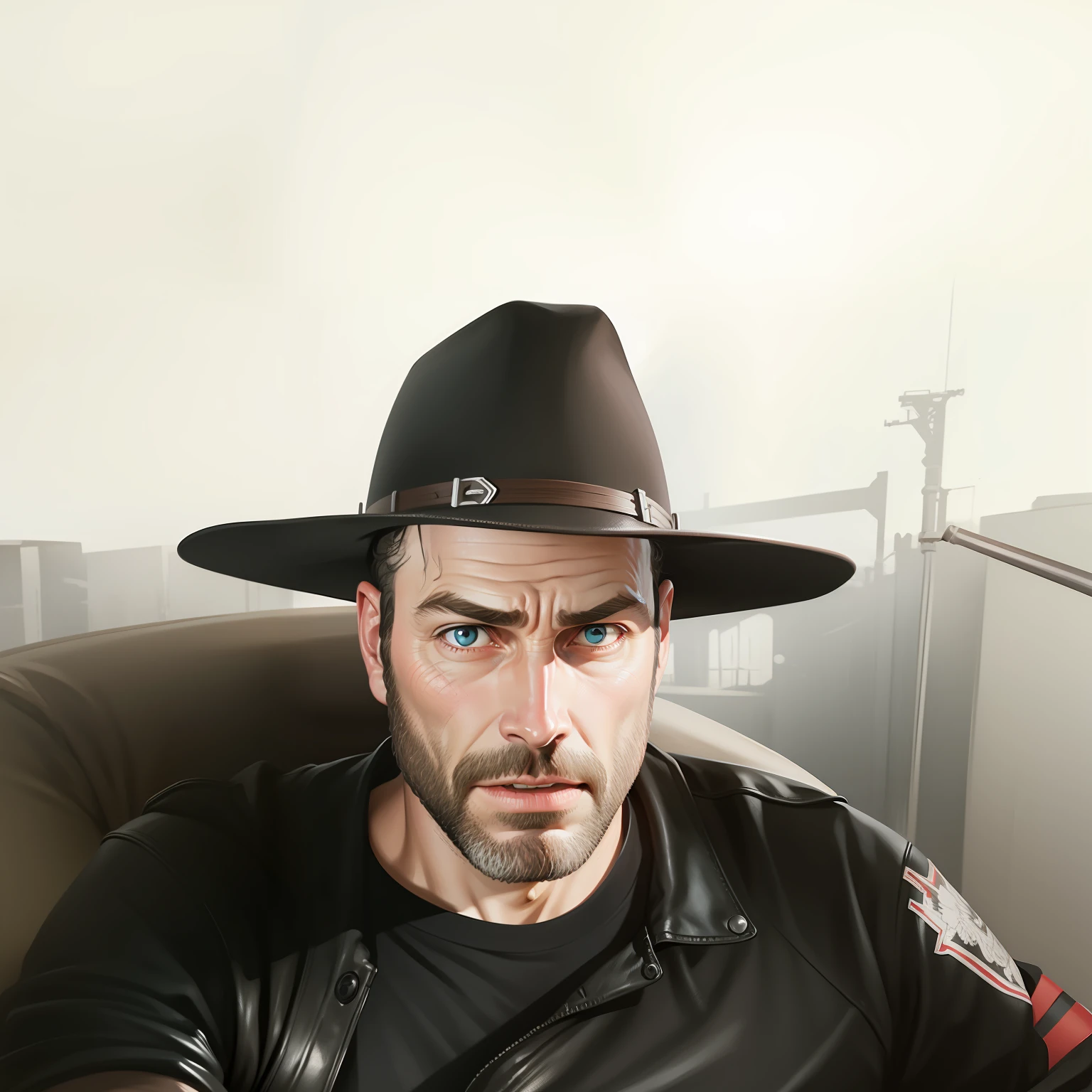 Make a caricature inspired by the Character Rick Grimes ultra realistic from The Walking Dead --auto