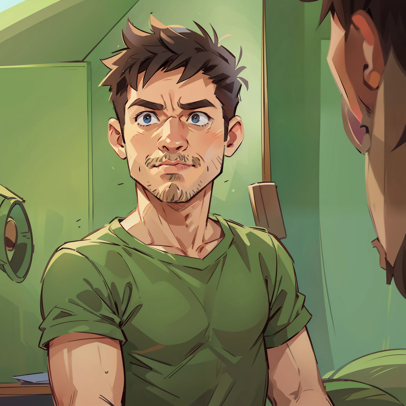 Desenho animado de um homem alto ao lado de outro homem pequeno , muito bonitos , desenho detalhado rostos realistas detalhados, in illustration style digital, rostos detalhados e realistas, caracteres detalhados