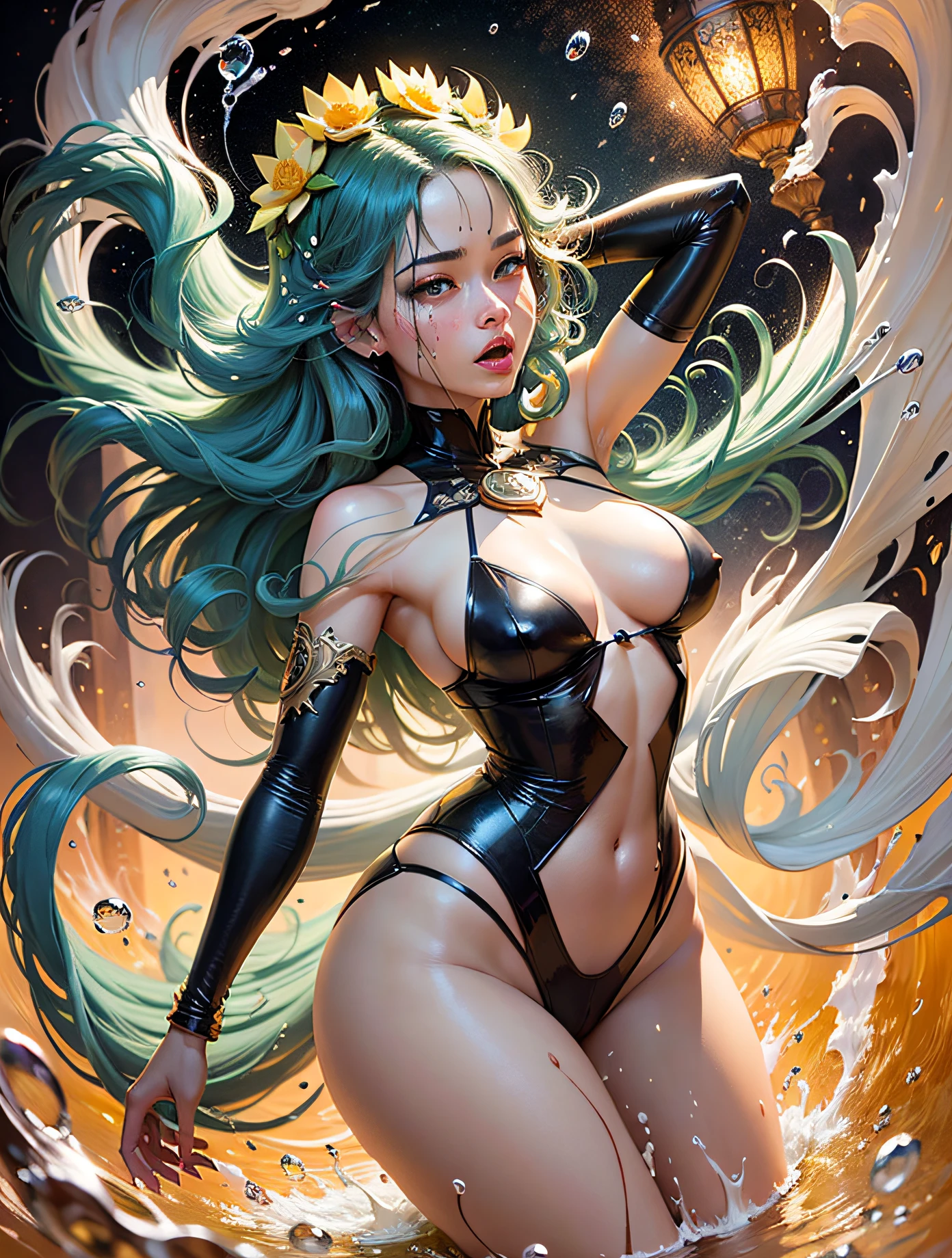 (level difference: 1.8),(Paint colliding and splashing on canvas),(depth of field),Cute creature,elegant, strong between boho and modern. With many colors and no defined . (liquid paint rainbow hair:1.1) made of paint and defies gravity, thick flow, (splashes of paint: 1.3), liquid state, beautiful, masterpiece, detailed background, high quality model, ethereal background, abstract beauty, explosive volume, oil painting, heavy brushstrokes, romantic lighting, sub-surface Scattering, lens 135mm, f1.8, brightness, 8k, high resolution, dreamy, ray tracing, hdr, divine rays,(Paint colliding and splashing on the canvas),(depth of field),(flat color :1.1,(yellow theme)),1 girl,screaming,propaganda poster,full body,strong wind,heavy smoke,(liquid paint rainbow hair:1.1) made of paint and defies gravity,thick flowing,(paint splatter:1.3),Liquid state,stunningly beautiful, masterpiece, detailed background,ultra high quality model, ethereal background,abstract beauty, explosive volumetric, oil painting,heavy strokes,Romantic lighting,Sub-Surface Scatterring,glow,8k,high resolution, dreamy,ray tracing,hdr,god rays,face by tom bagshaw art station, Moon Goddess, full length figure, contemptuous gaze, detailed face, 1.4), gold decoration, plain black background, beautiful Caucasian girl closeup, dynamic moving body, digital art, splash, full body, Sakimichan art, oriental mandala tattoo, fractal background, silver and gold and bronze spirit, floating antique clock, antique lamp, splash, seductive pose, visible pubic hair , visible small breasts, full body, beautiful European Caucasian girl, sexy lady beauty, bare breasts, open neckline, clothing transparent fabric, standing, realistic, highest detail, holy holy, golden eyes, heavenly palace, countless palaces, clouds, golden light, golden lotus, (tianchi bath), pubic hair view, splash, full body, Sakimichan art, slight smile, seductive pose, visible pubic hair, full body, transparent clothes, Jean-Bapti style monge style, shiny,