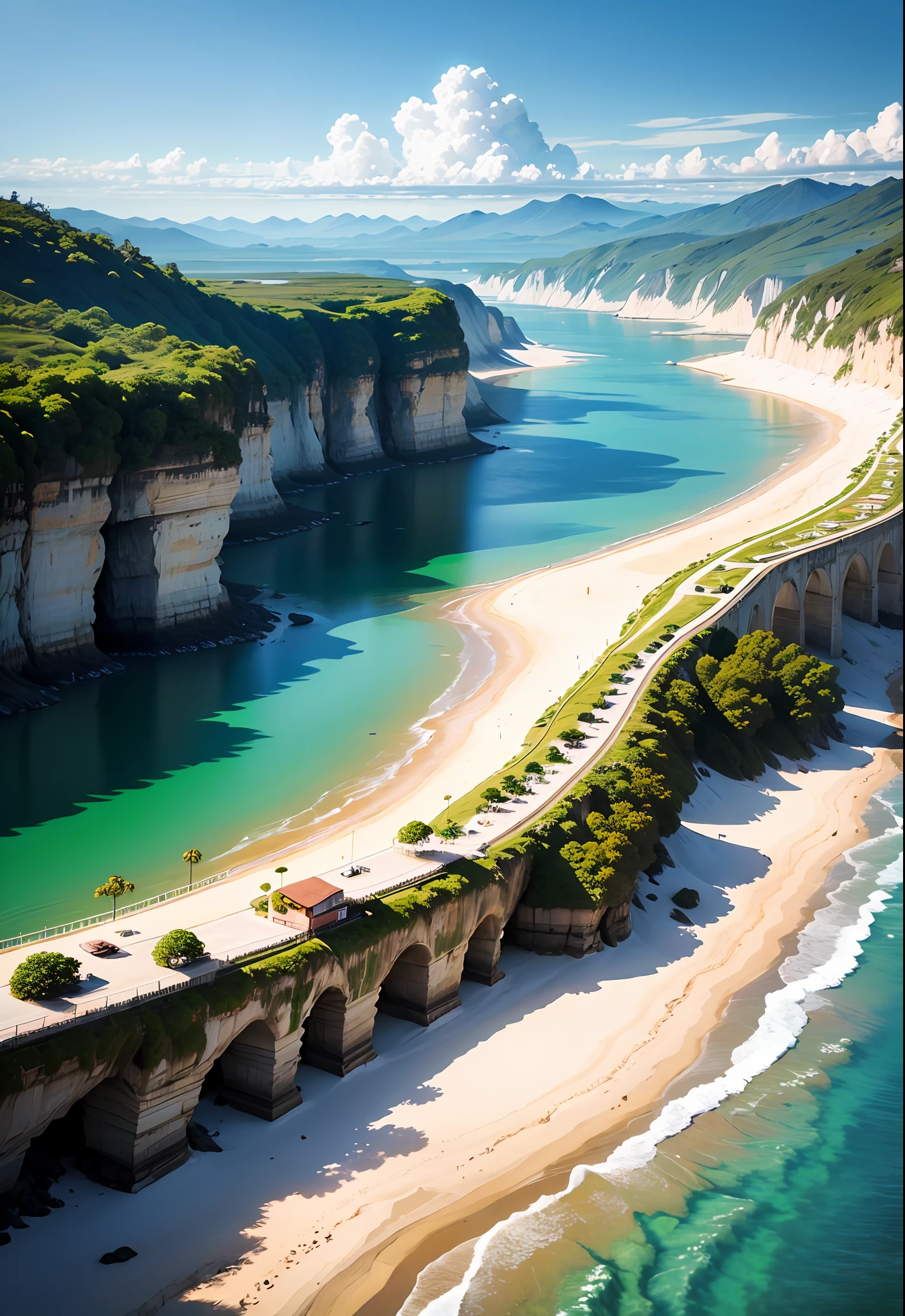 (fundo branco: 1.3), paisagem, montanha, water, brazi, flores, luas, sois, asteroides, estrelas, tinta --auto