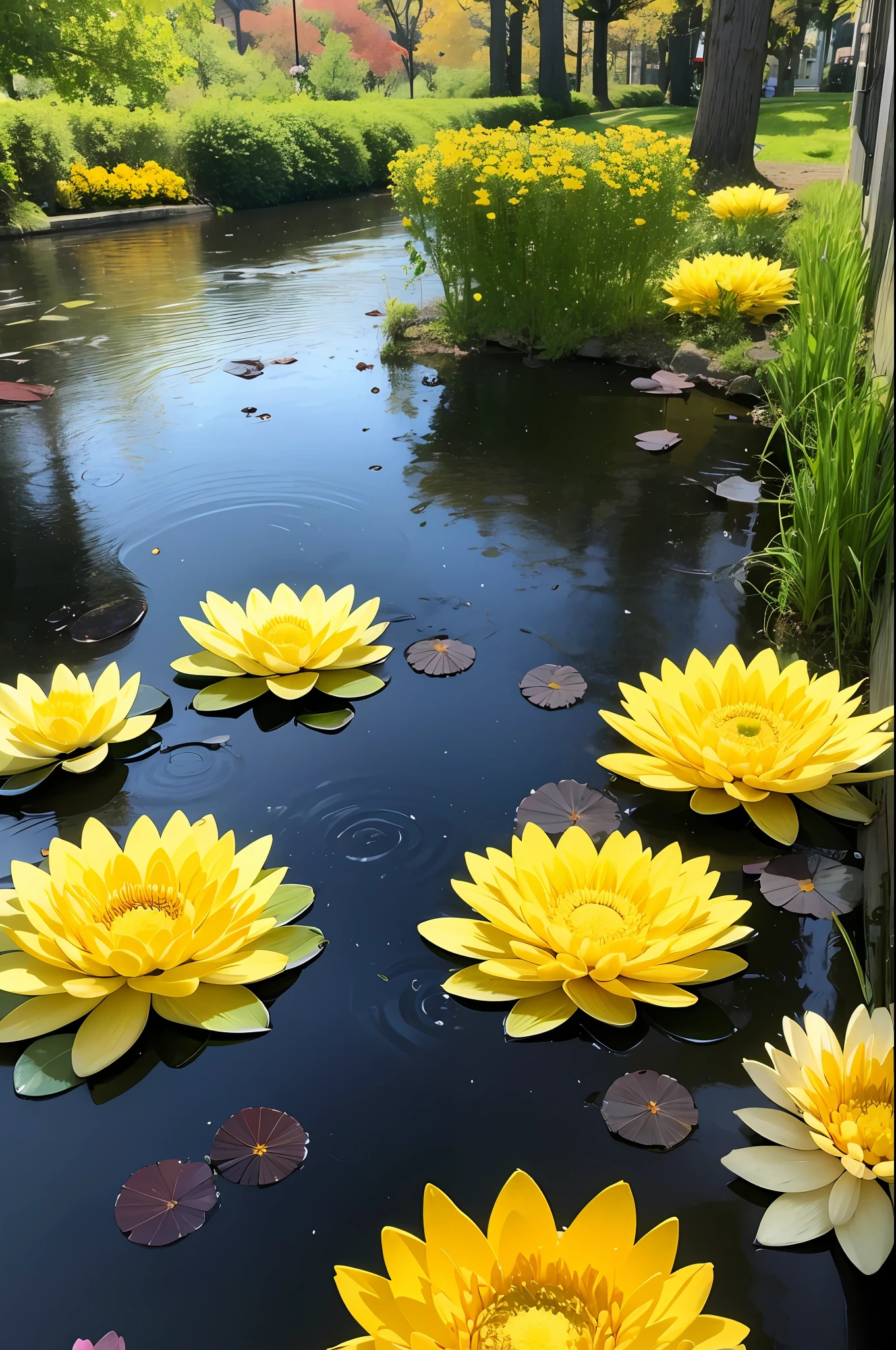 Spring breeze planting green willows, Summer rain moisturizes green lotus。 Autumn dew and golden chrysanthemum, Winter snow covers red plums