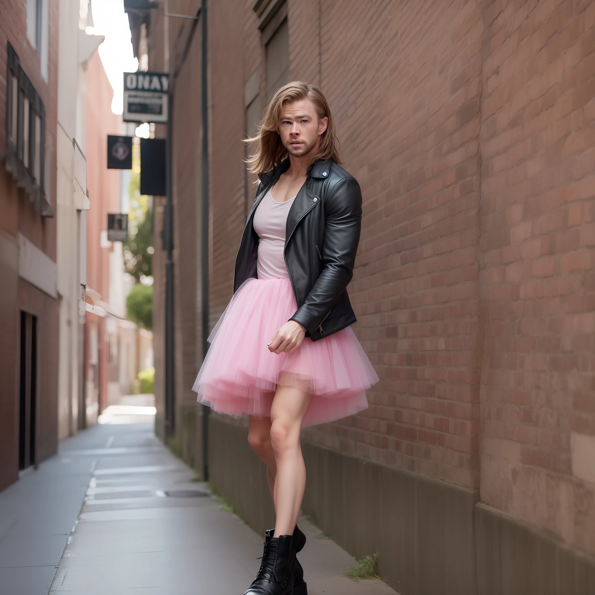 Chris Hemsworth vestido con un tutu de color rosa